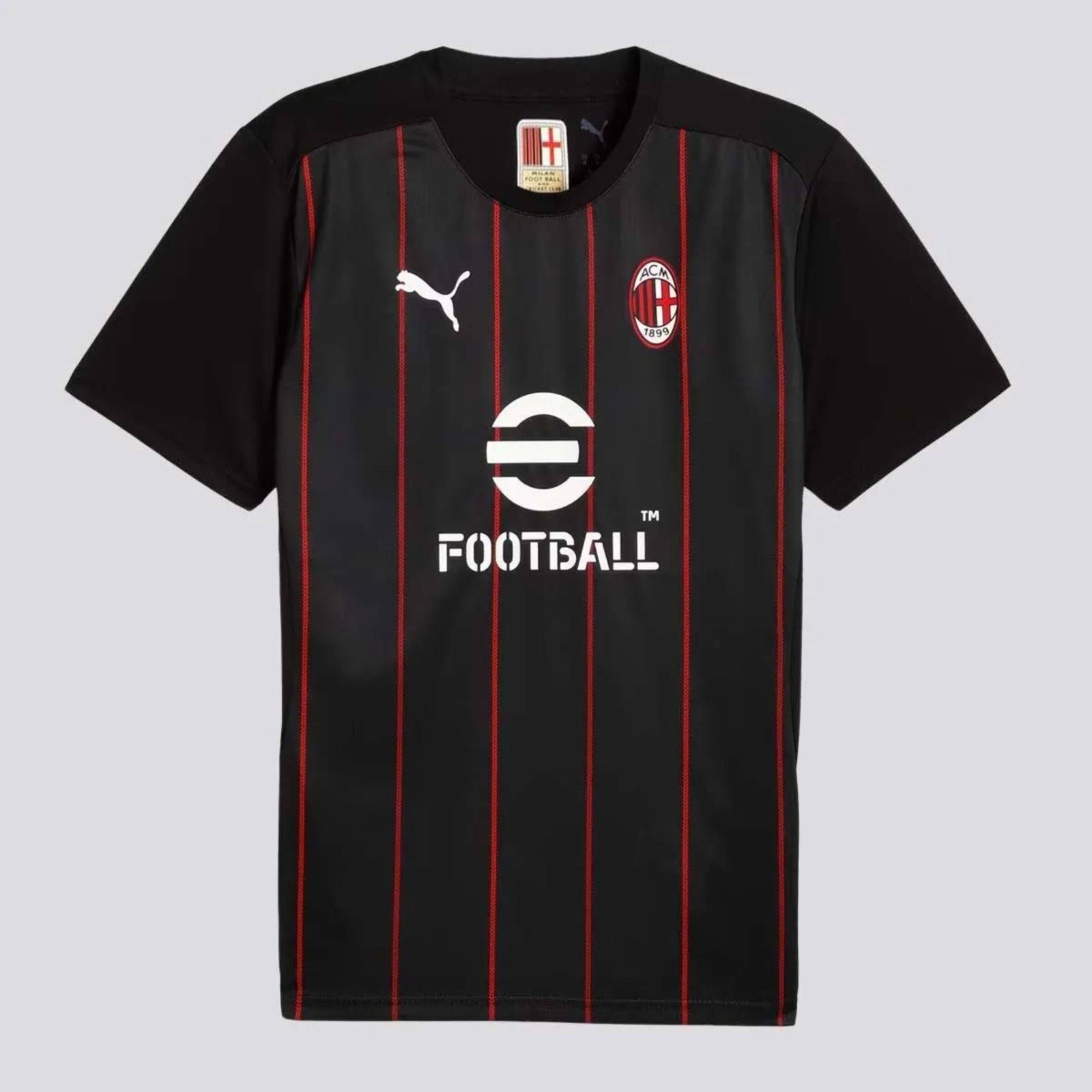 Vista 3 Camisa Puma Milan Pré-Jogo 2025 10 Rafa Leão preto Puma preto