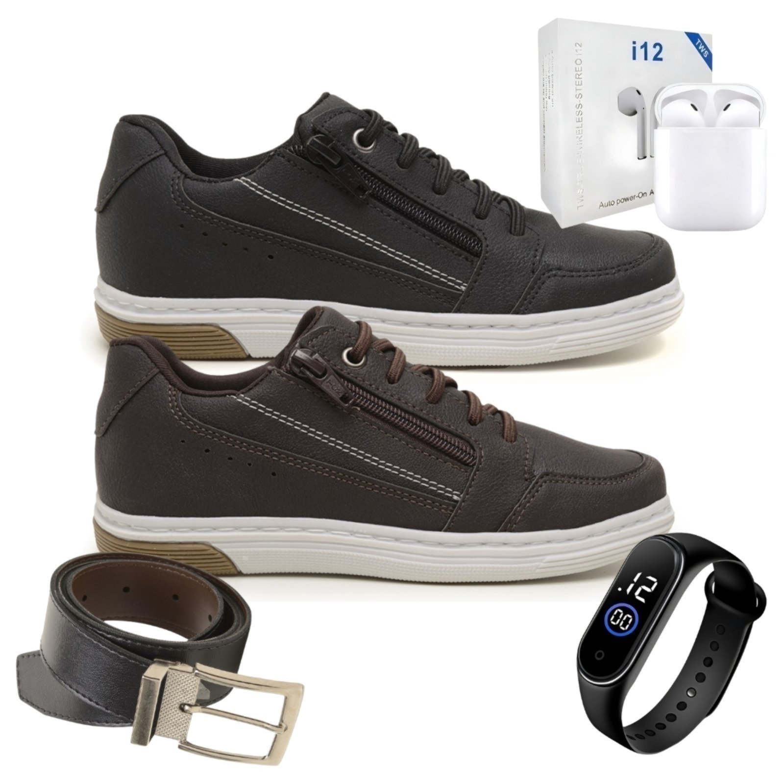 Infantil – Kit 2 Tenis Sapatenis Casual Menino Rovetto Com Cinto, Fone Sem Fio e Relógio Digital