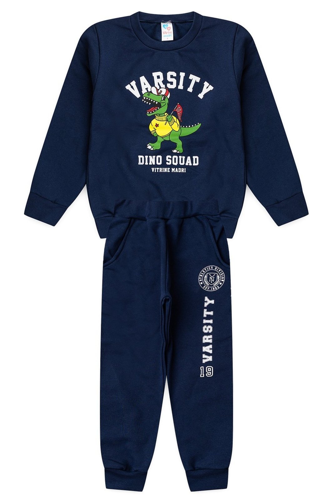 Infantil - Conjunto Moletom Menino c/ Bolso Dino Varsity