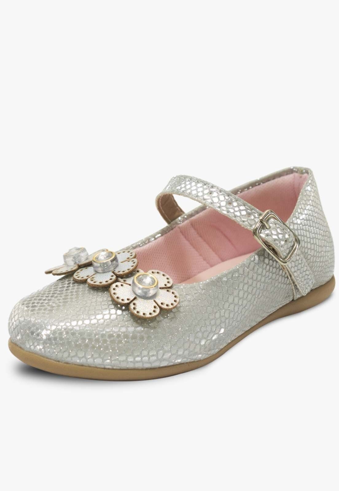 Infantil – Sapatilha Rasteira Feminina Casual Pópidi Menina Festa Prata