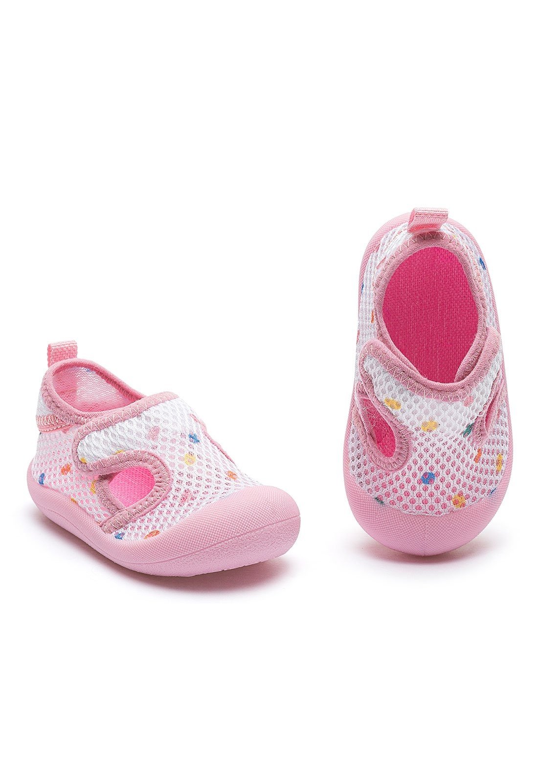 Infantil - Sandália Antiderrapante Praia Menina Respirável Branco Rosa Mzkid