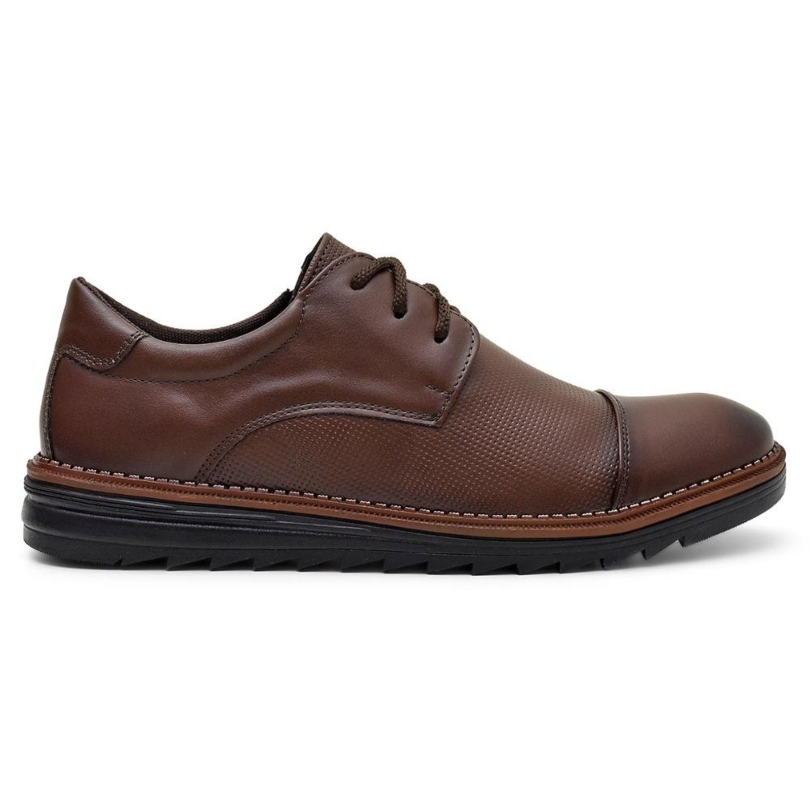 Sapato Social Masculino Derby Casual Confortável Trabalho Marrom