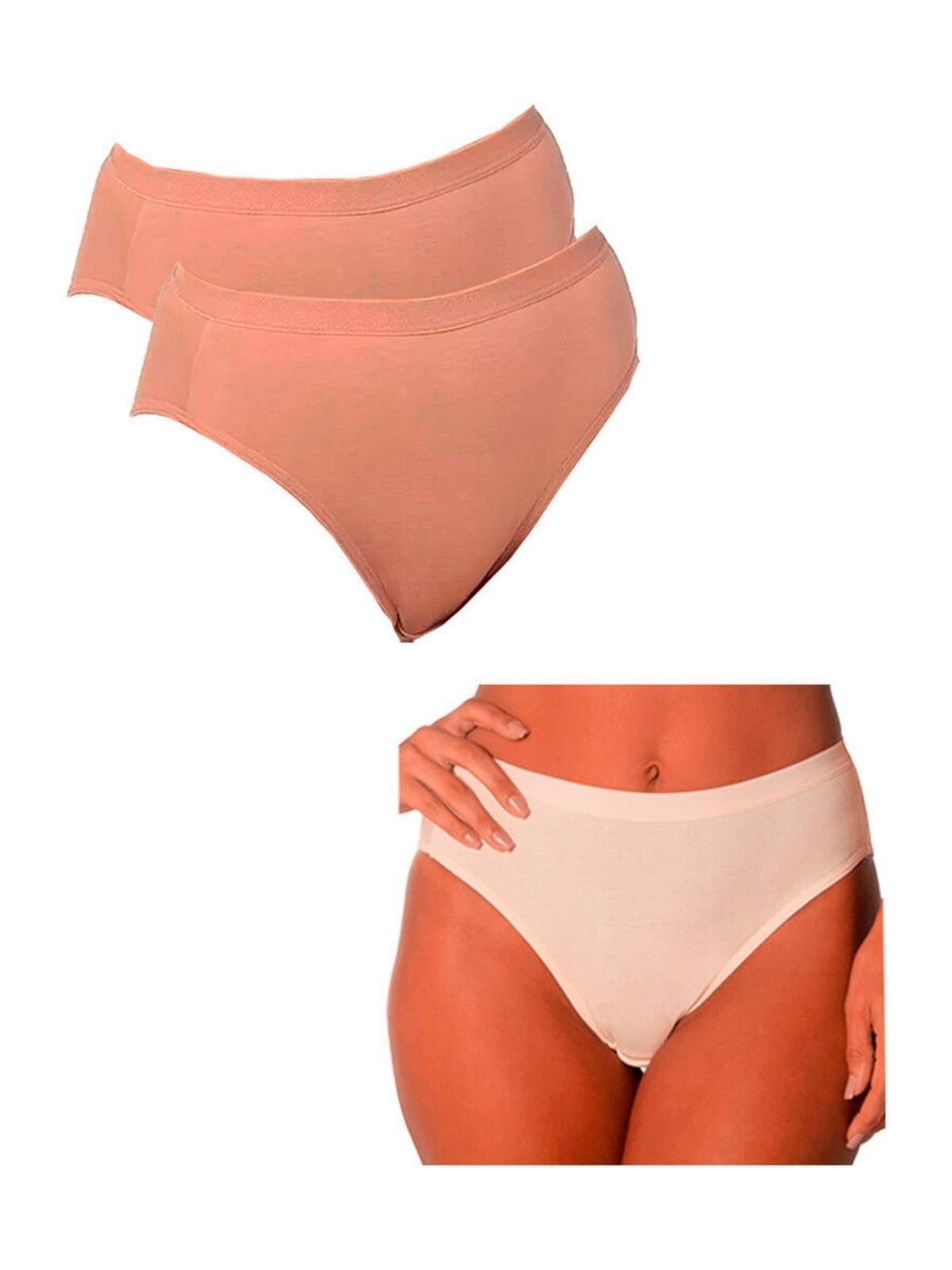 Kit com 3 Calcinhas Alta Lithos Demillus 26014/56014 Bege