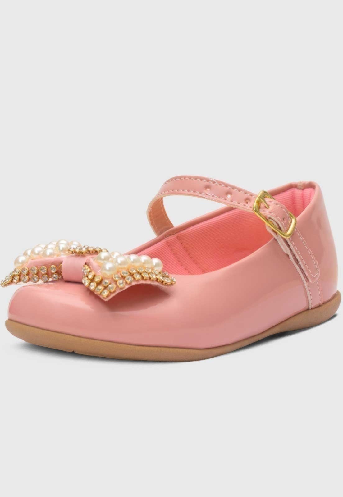 Infantil – Sapatilha Feminina Pópidi Menina Laço Pérola Rosa