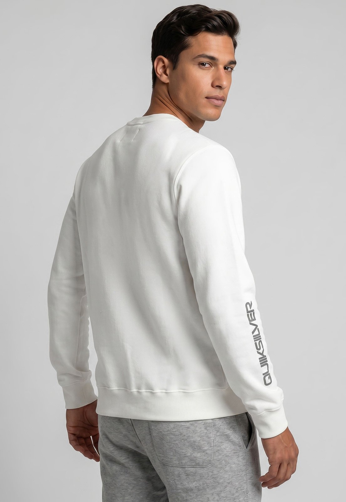 Blusa de Moletom Masculina Quiksilver Logo Branca