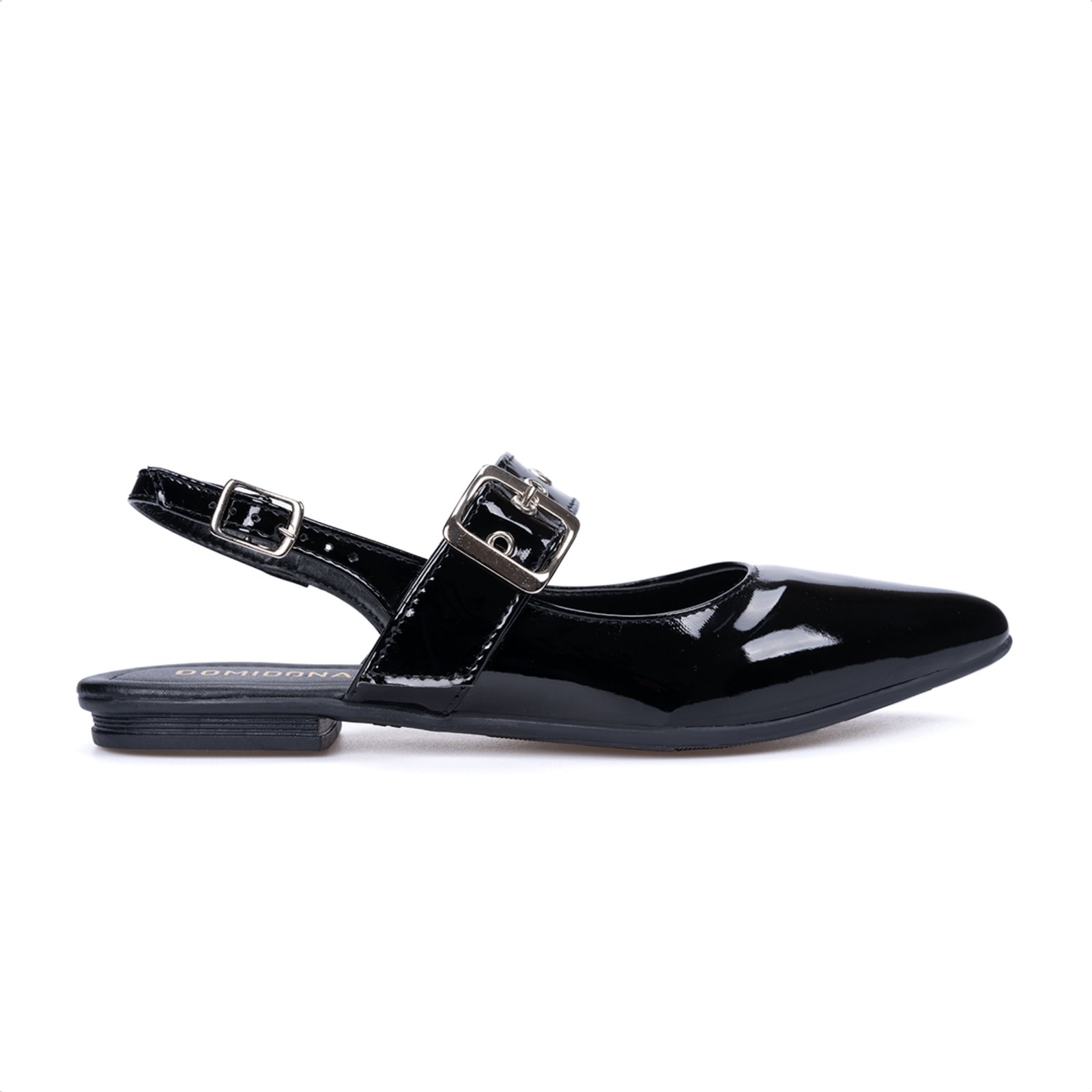 Vista 3 Sapatilha Feminina Slingback Bico Fino Tira Com Fivela Moda off-white off-white