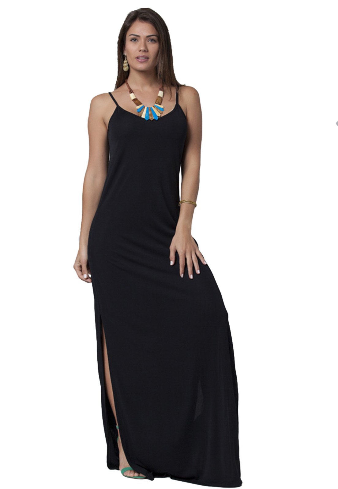 Vestido Amazonia Vital Longo Decote nas Costas Preto