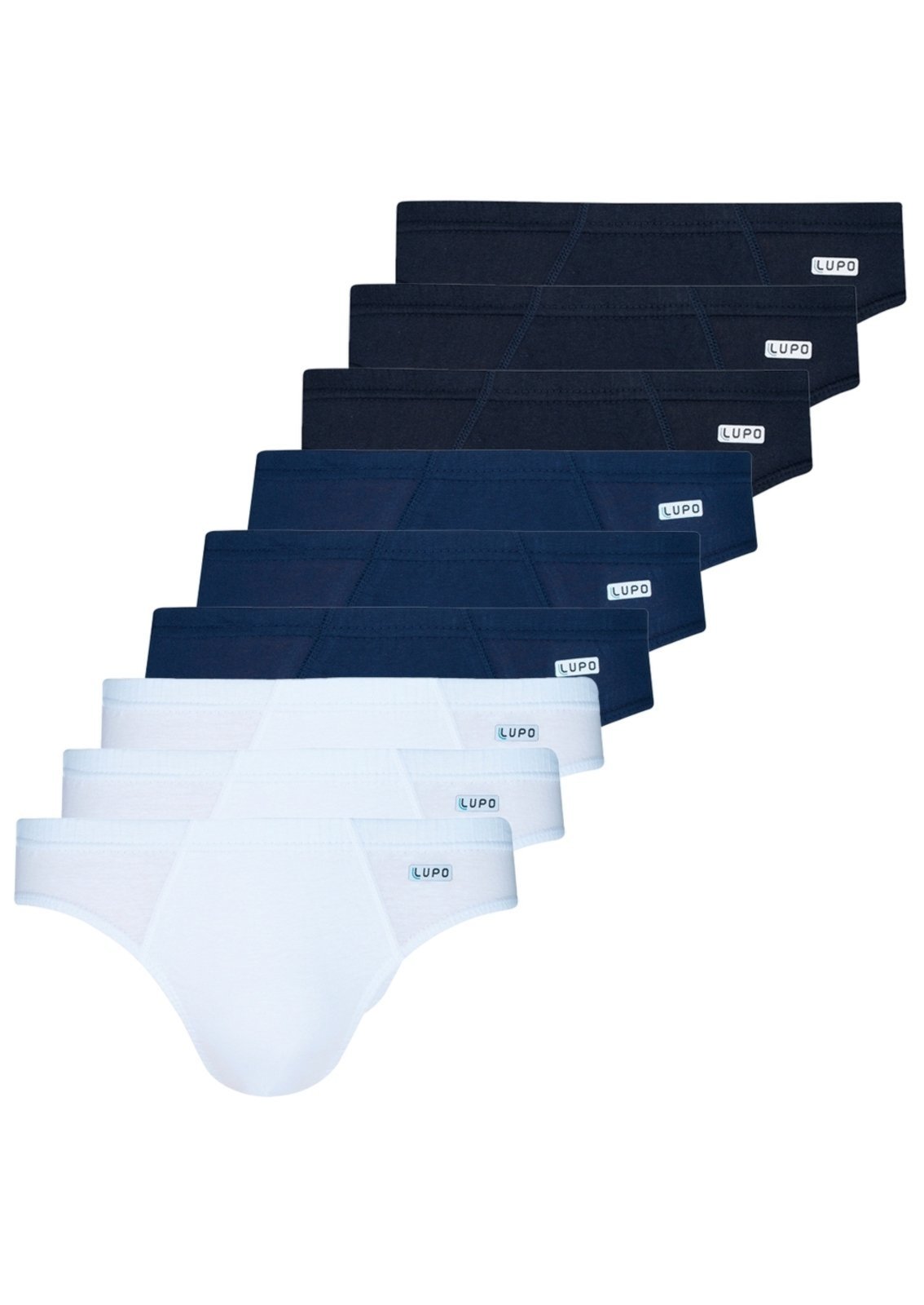 Kit com 9 Cuecas Slip Lupo 515-089 Azul Marinho