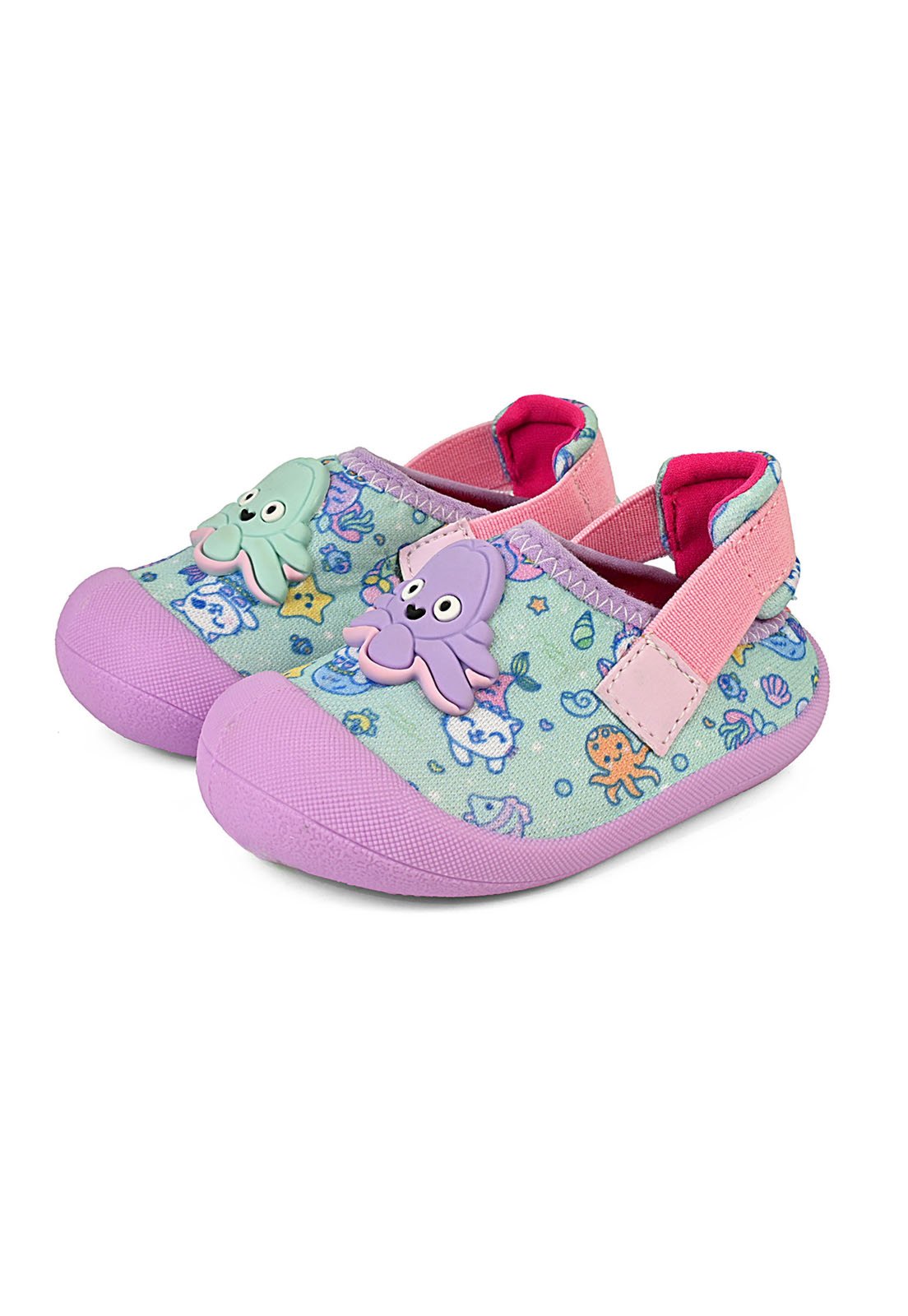 Vista 2 Infantil - Sapatinho Babuche Conforto Slip On Menina Verão Sereia azul/lilás/rosa azul azul/lilás/rosa azul
