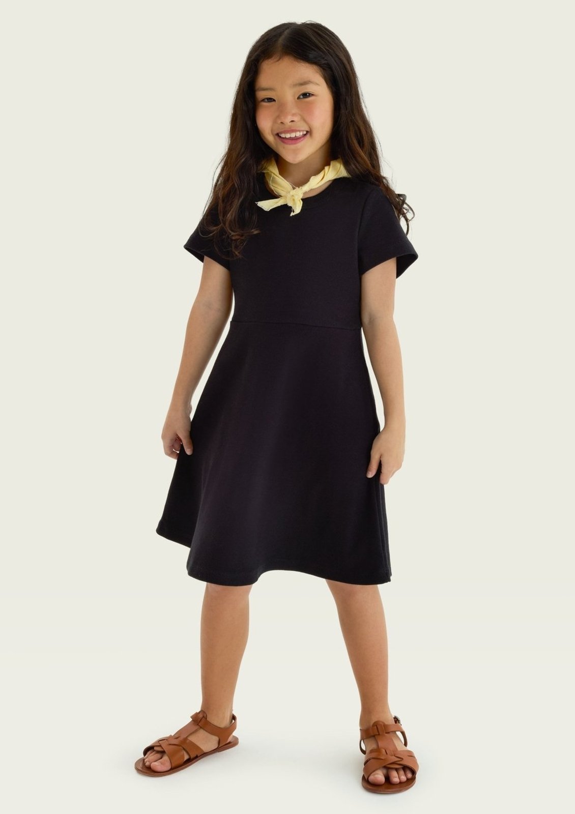 Infantil - Vestido Curto Evasê Em Ribana Lisa Hering