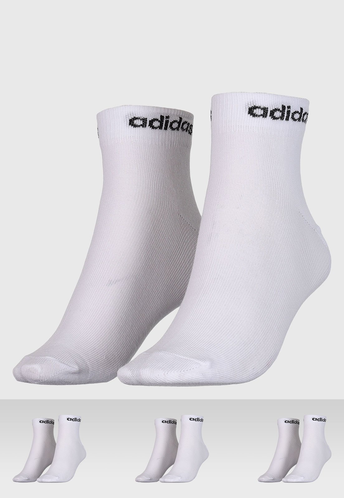 Vista 2 Meia Unissex Adidas Performance Cano Médio Branca branco adidas performance branco