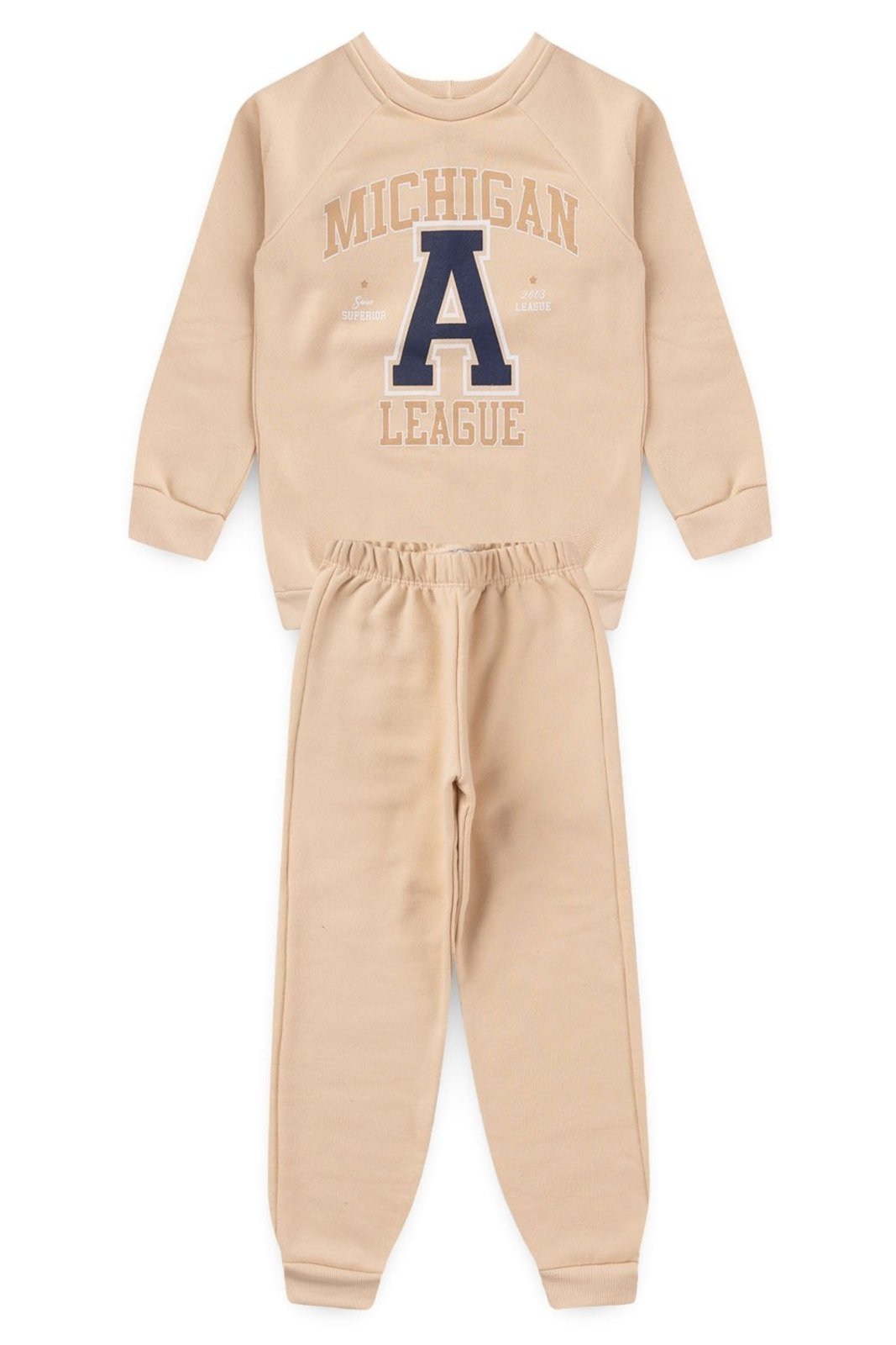 Vista 3 Infantil - Conjunto Bem Vestir em Moletom Michigan bege BEM VESTIR bege