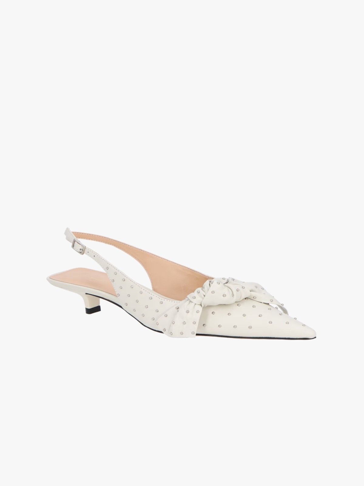 Scarpin Luiza barcelos Salto Baixo Off White Com Rebites