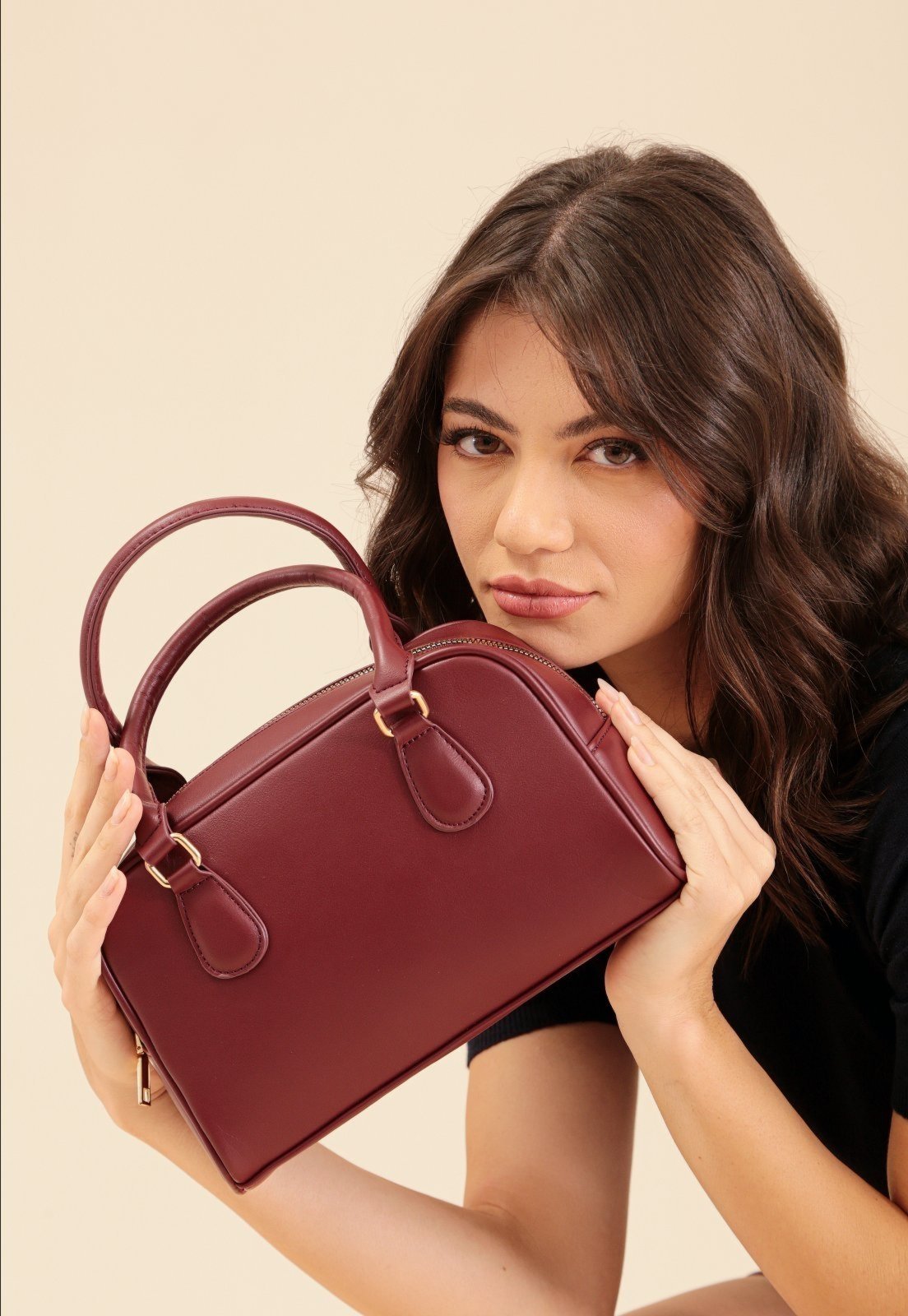 Bolsa Bowling Pop Me Com Alça Pequena Crossbody Bordô