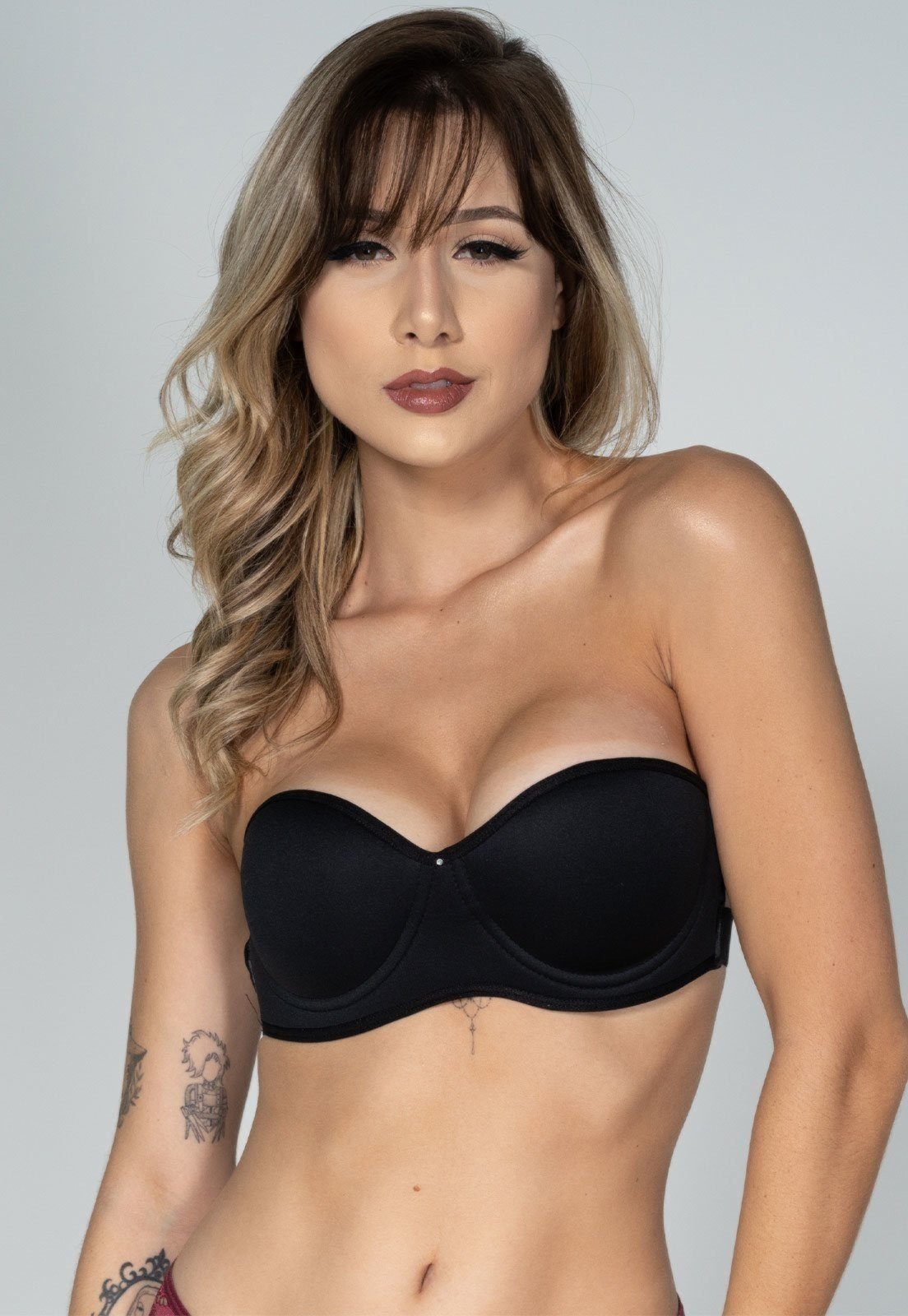 Sutiã Feminino WLS Modas Lingerie Com Bojo Costa Nua Preto