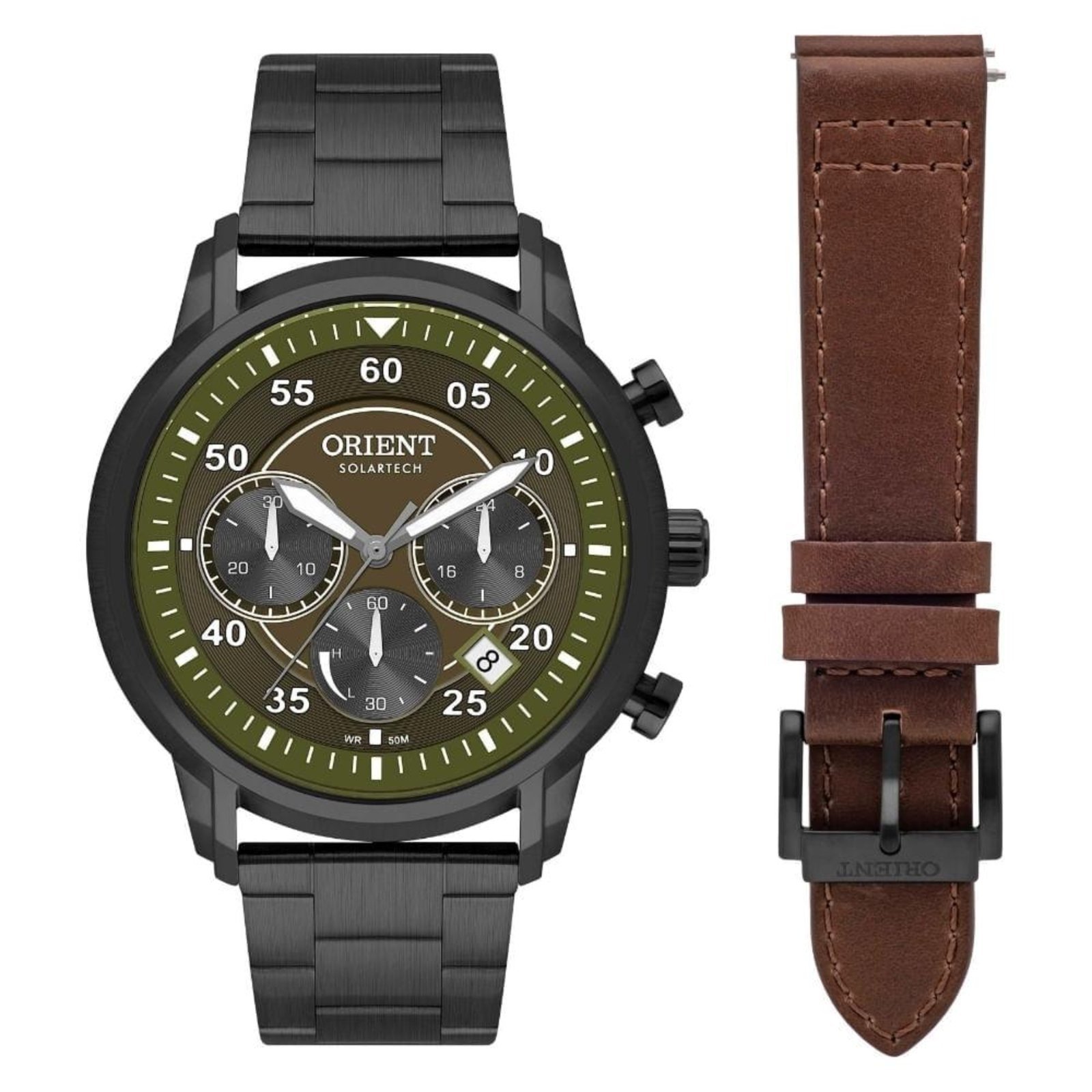 Relógio Masculino Orient Solartech Preto/Verde Exclusivo Verde
