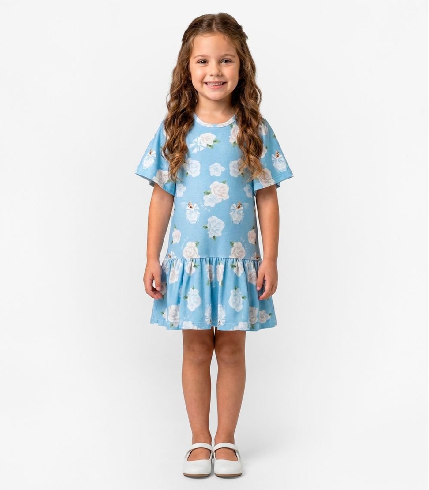 Infantil - Vestido em Cotton Leve Trick Nick Azul