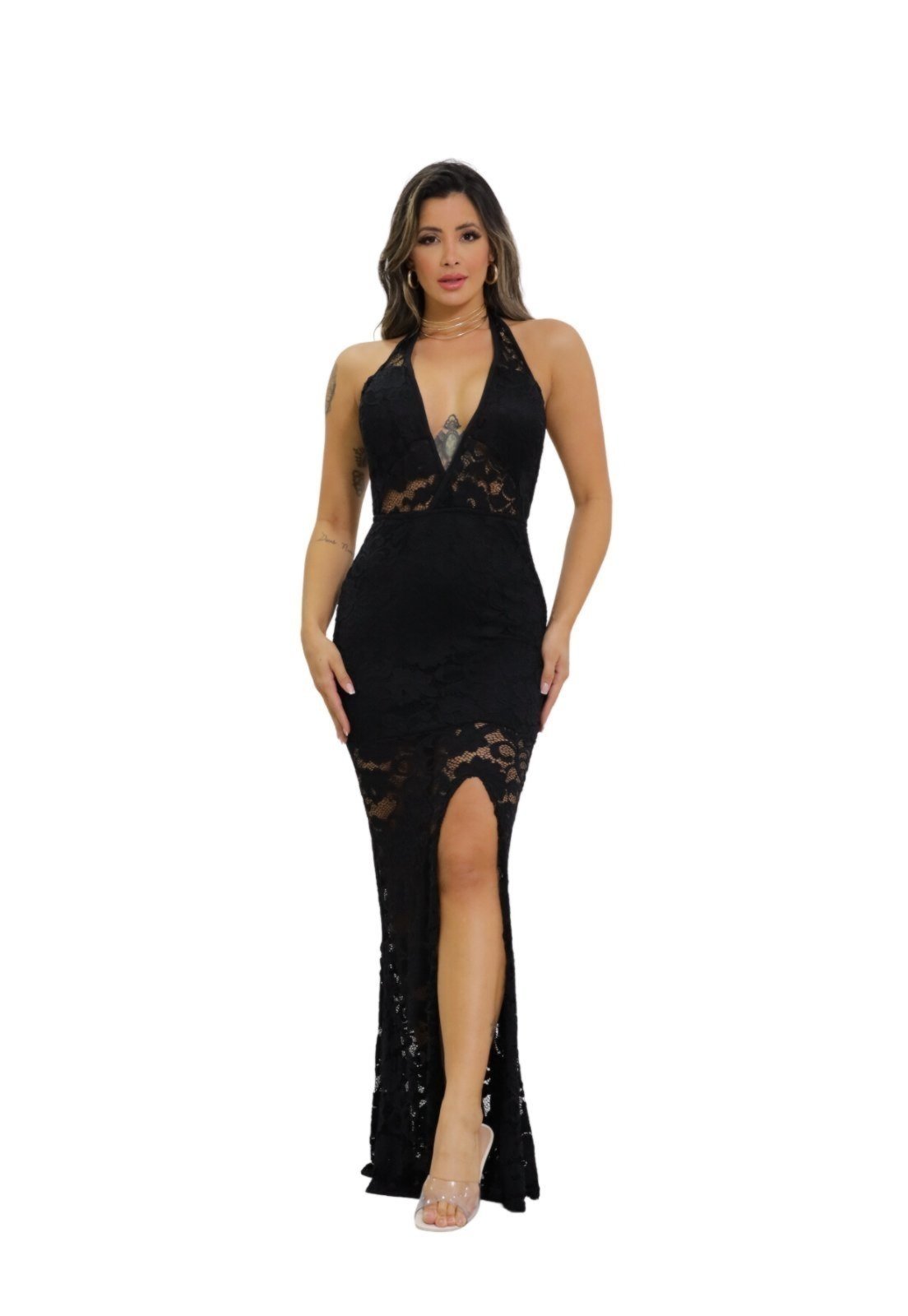 Vestido Longo Renda Costas Nuas Bojo Feminino Premium