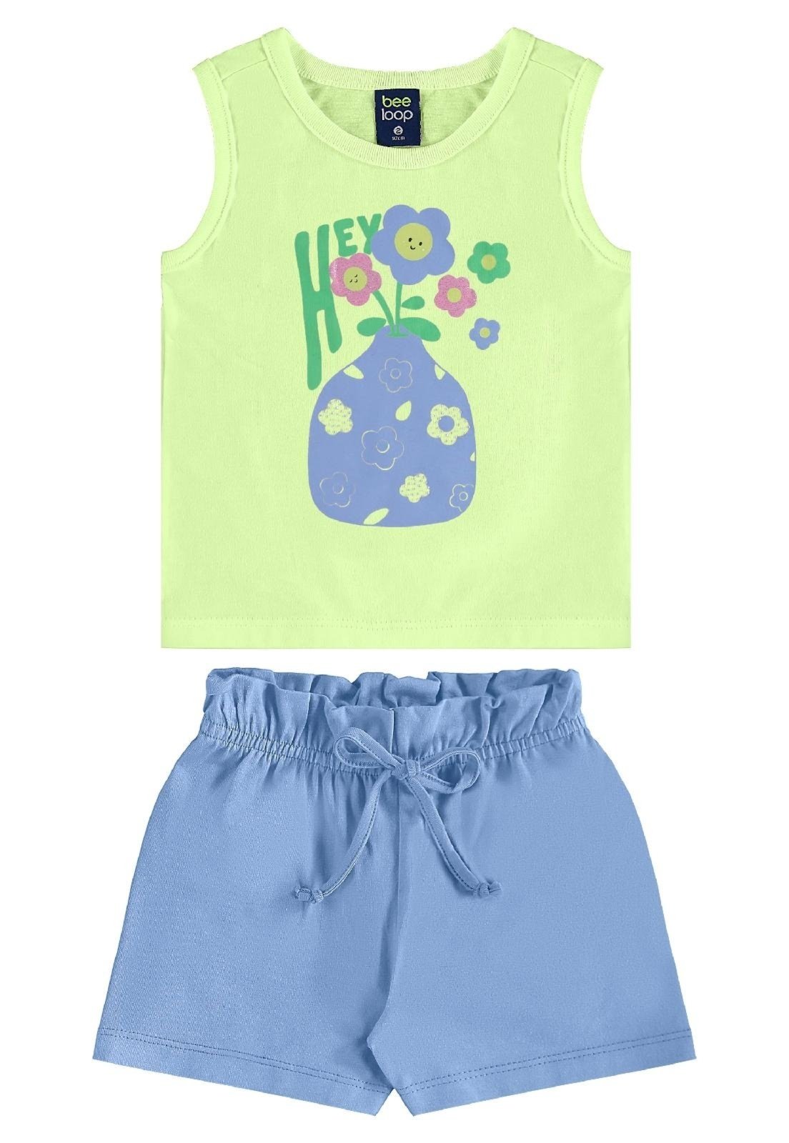Infantil - Conjunto Regata Florezinhas Short Bee Loop Verde