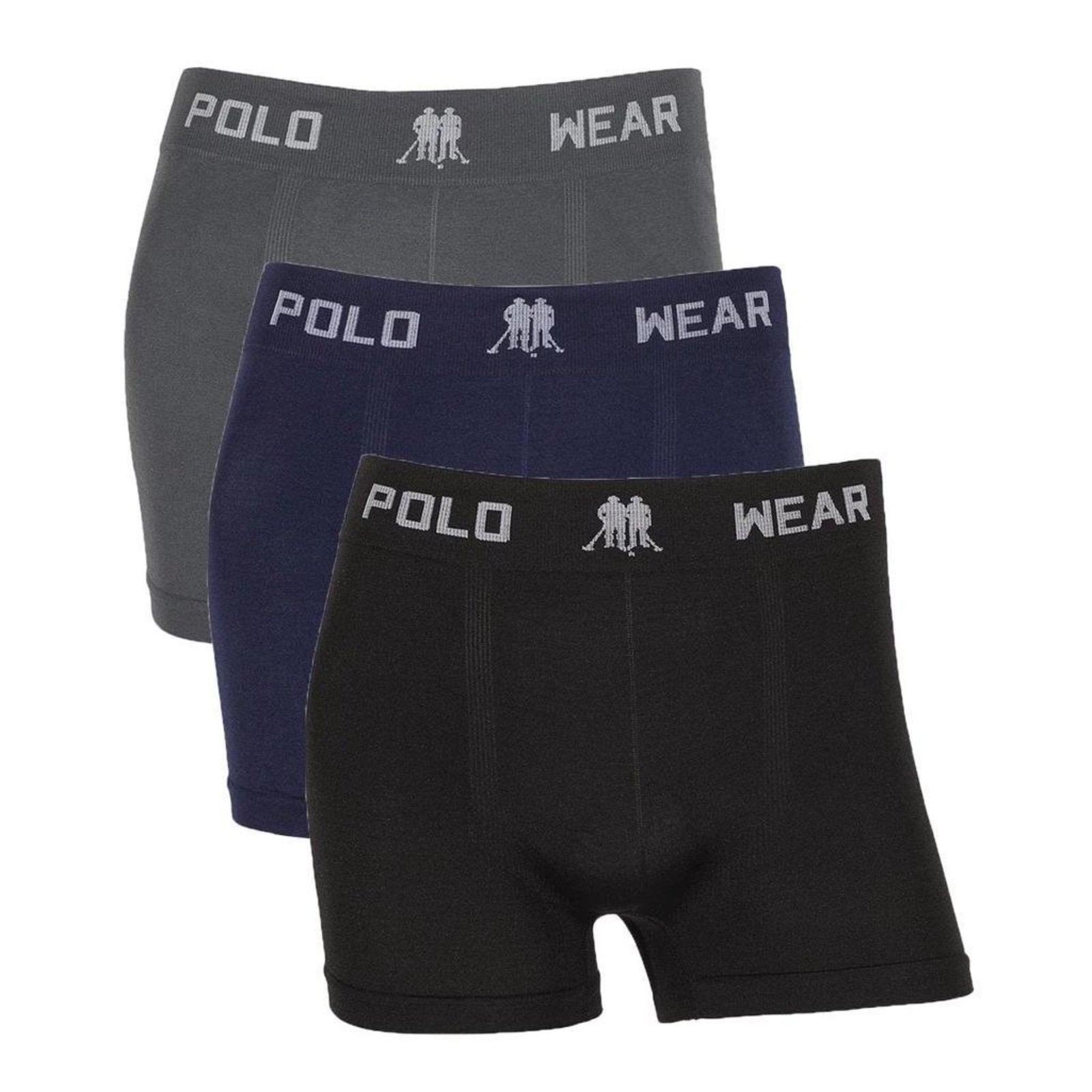 Kit 3 Cuecas Boxer Polo Wear Sem Costura Microfibra Sortida