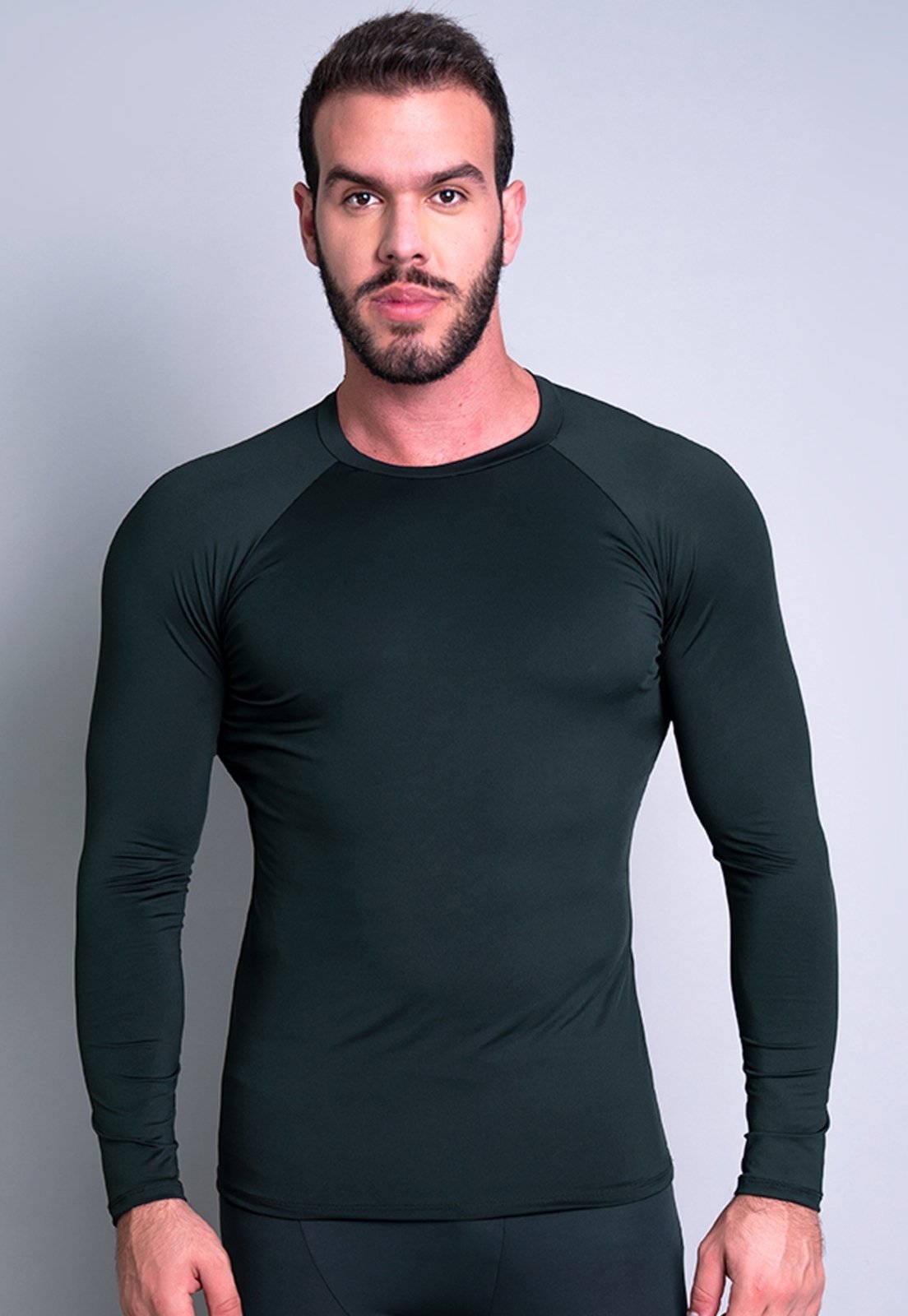 Camisa Térmica MVB Modas Masculina Segunda Pele Proteção Uv 50+ Preto