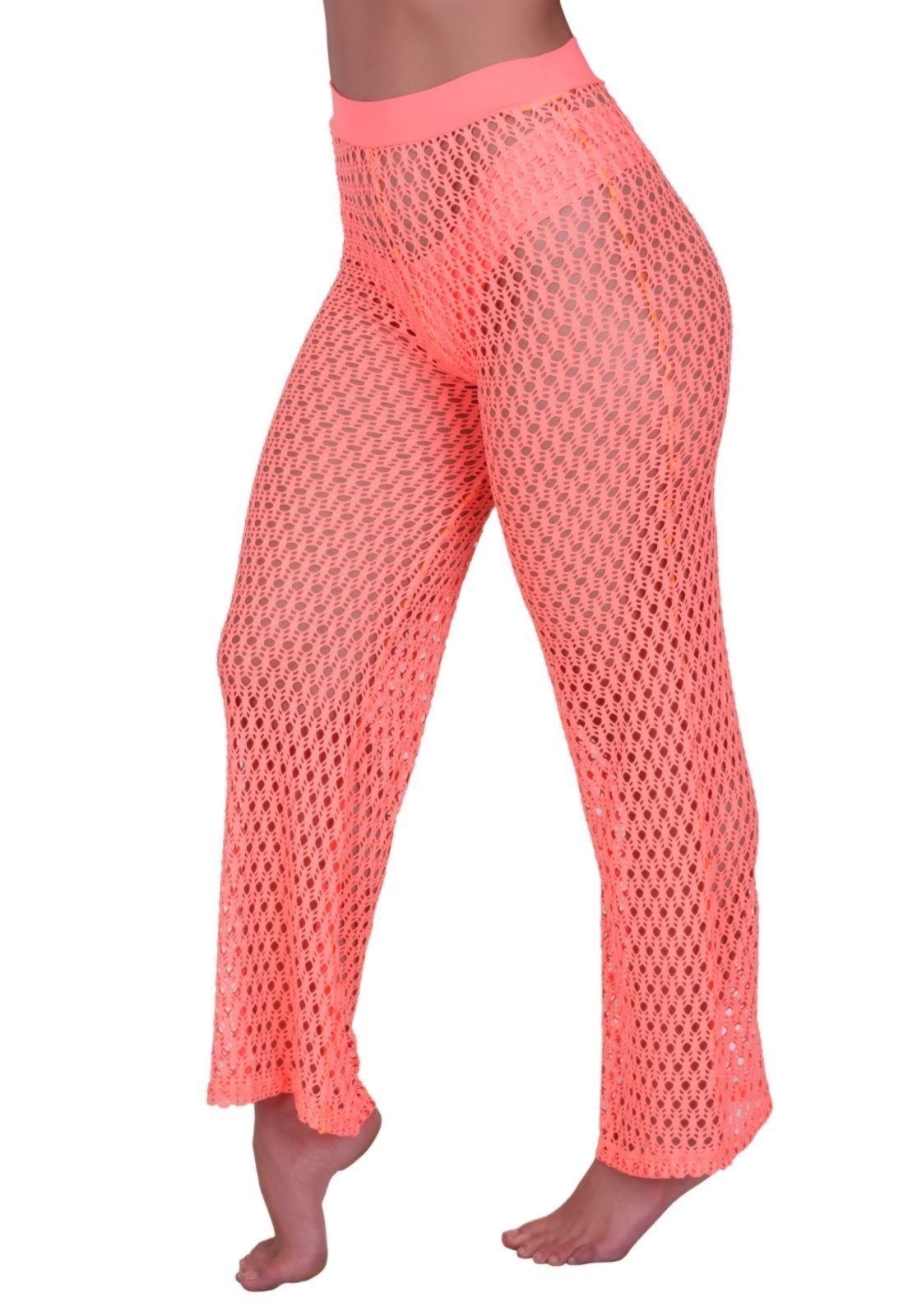 Calça Saída De Praia Cintura Alta Verão Moda Feminina Laranja