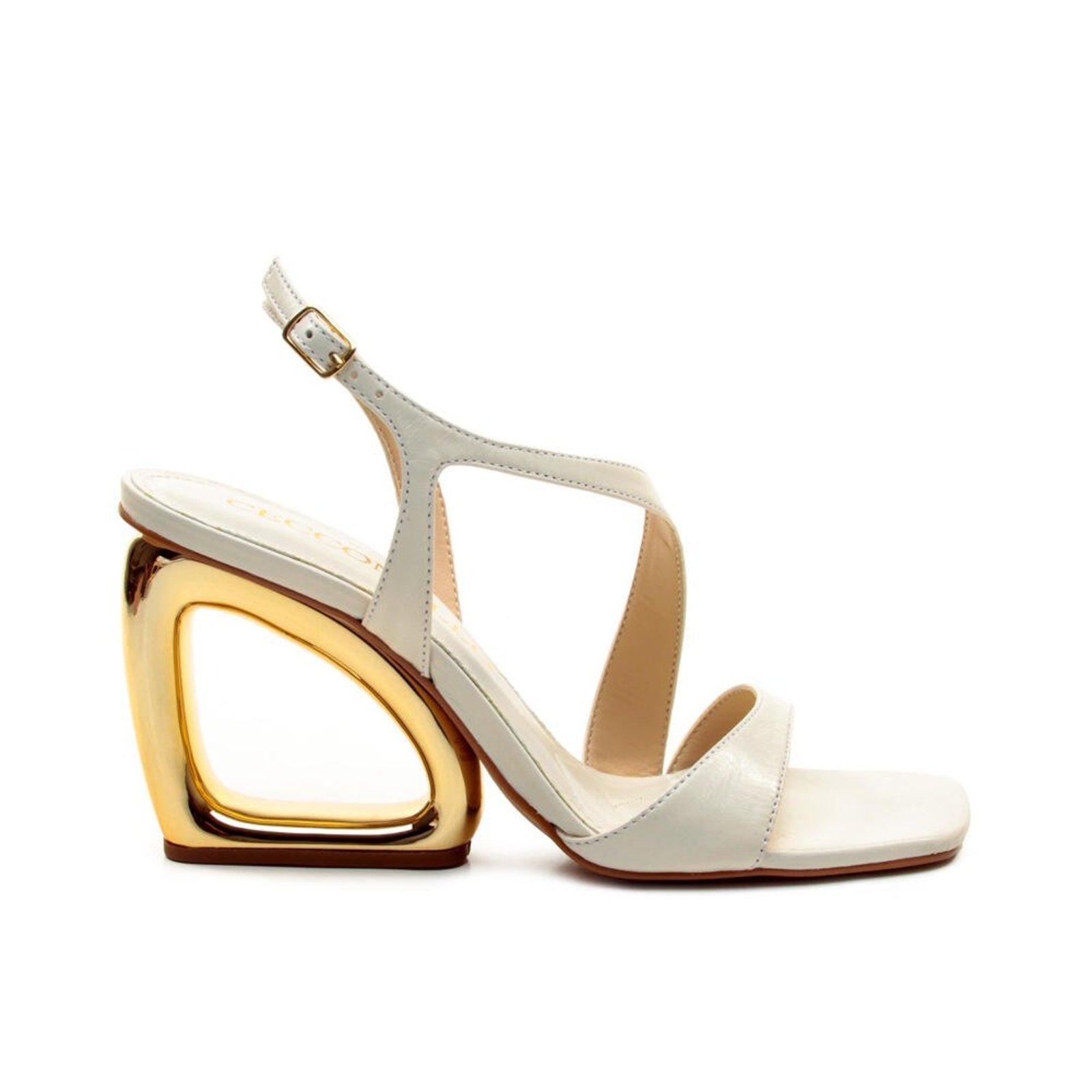 Sandália Couro Branco Salto Alto Cecconello 2743001-19
