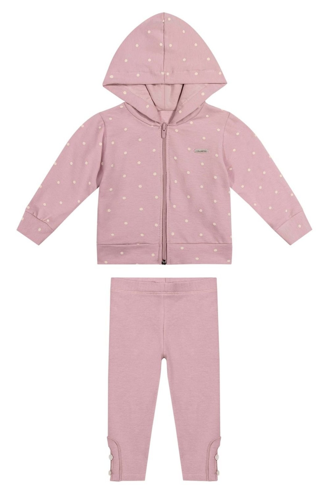 Infantil - Conjunto Menina Poá Com Capuz Colorittá Rosa