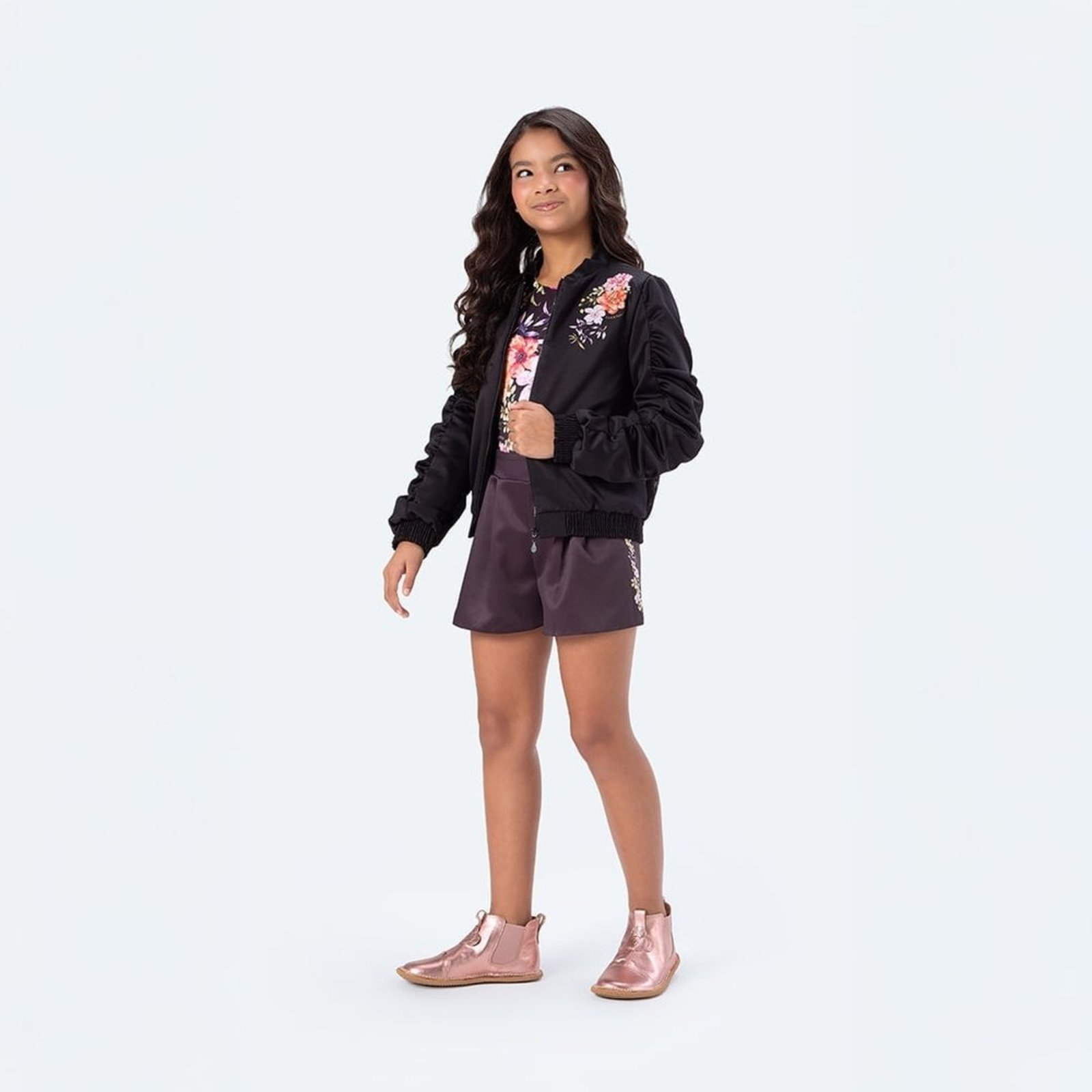 Infantil - Shorts Shine Cetim Menina Lilica Ripilica