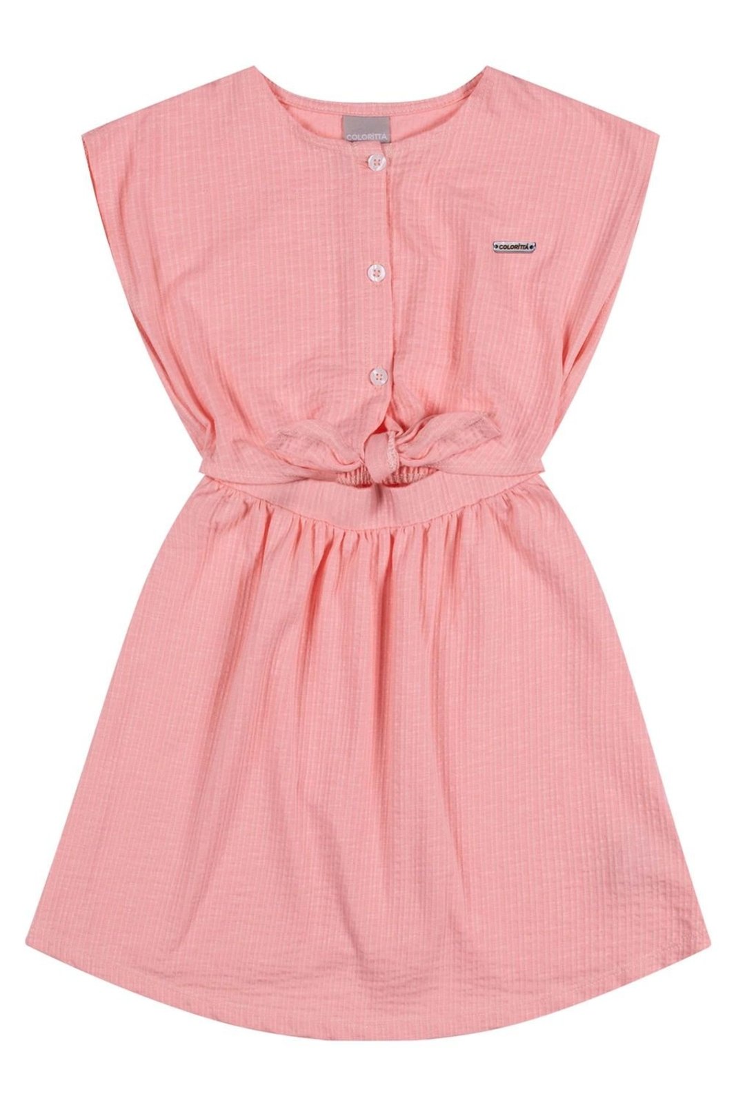 Infantil - Vestido Menina Canelado Eco Botões Colorittá Rosa