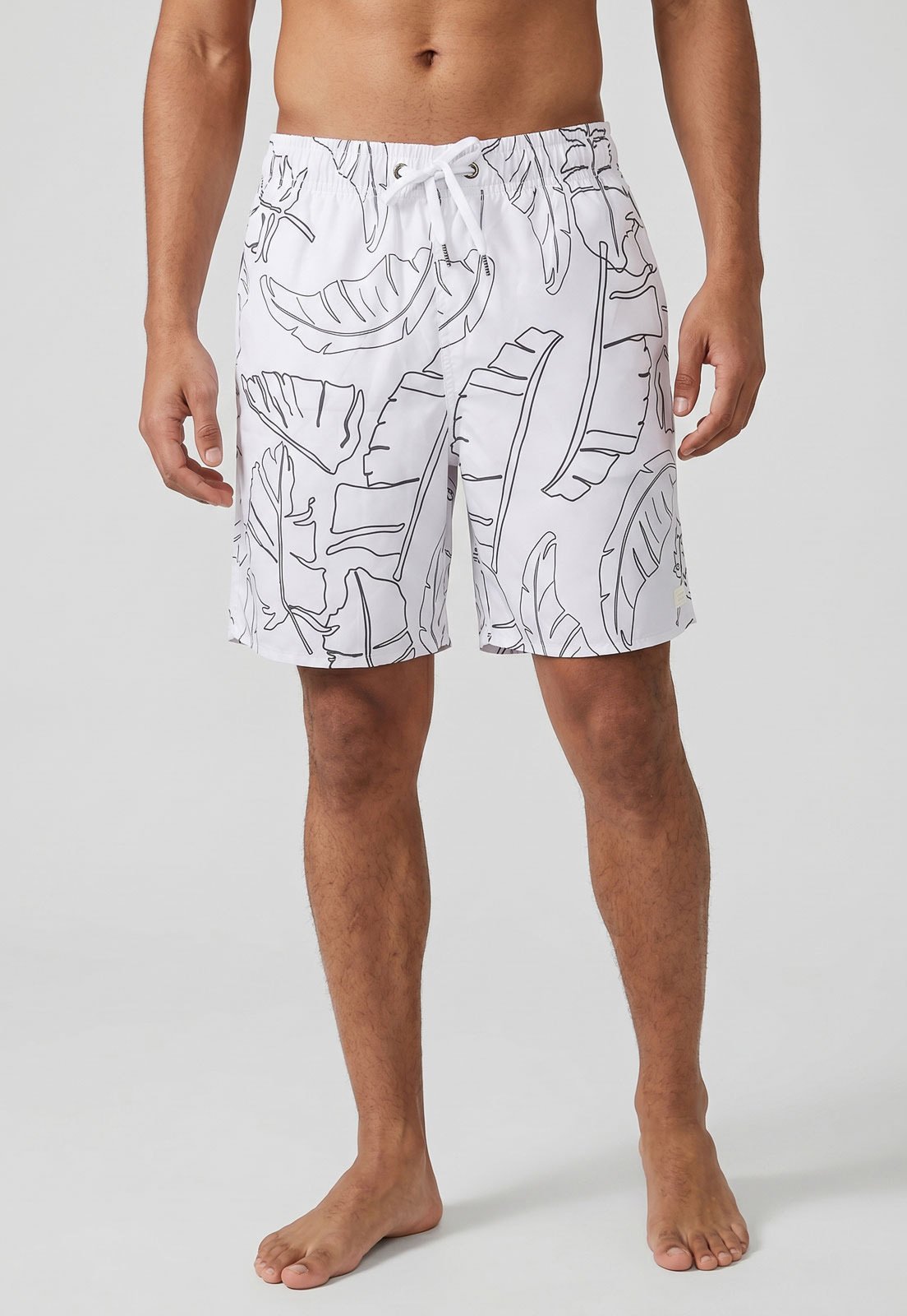 Short Água Masculino Aeropostale Estampa Folhas Branco