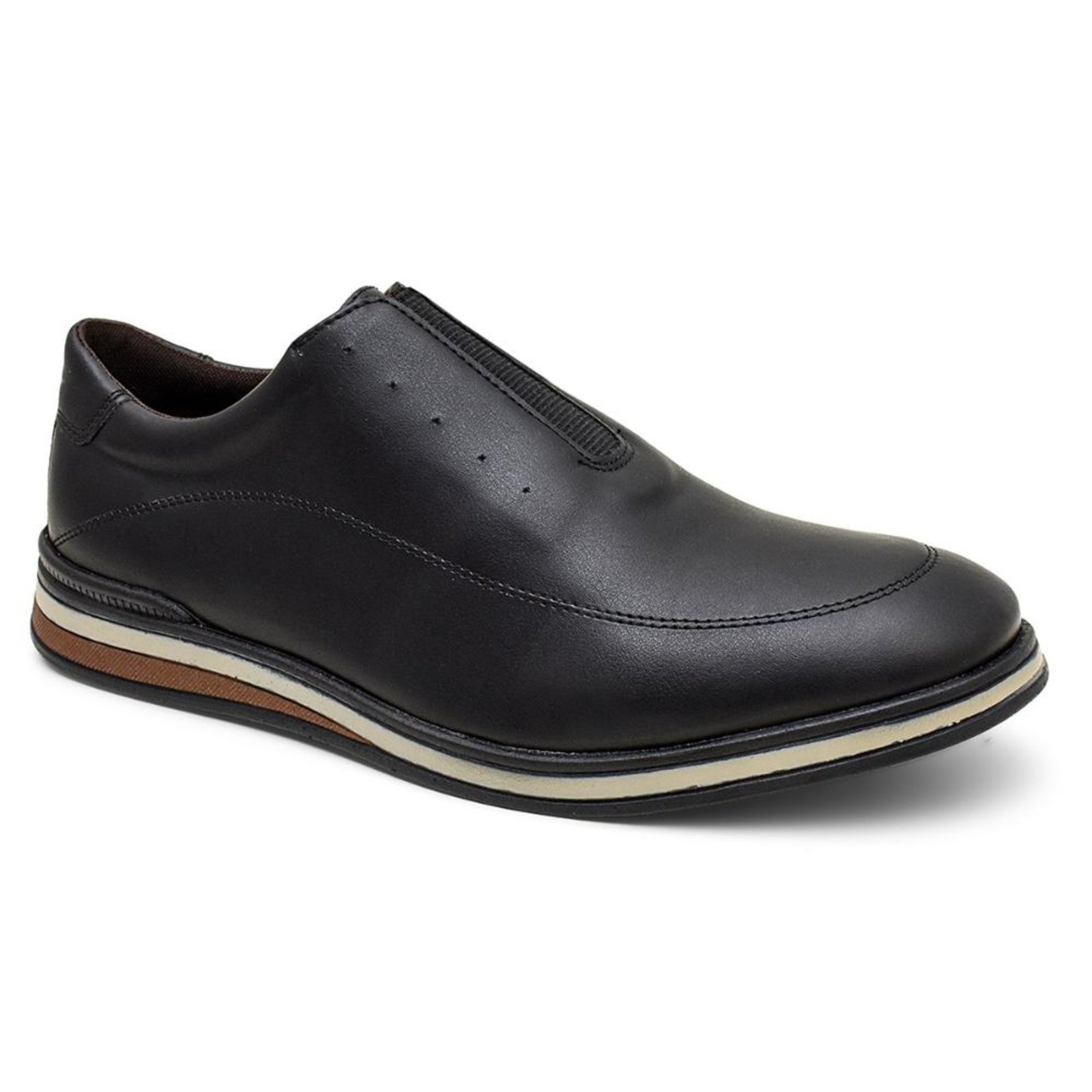 Sapato Casual Masculino Confortável Slip On Preto