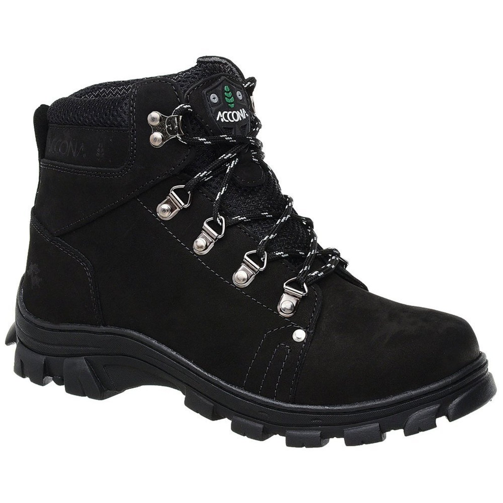 Coturno Adventure Accona em Couro Preto 650P
