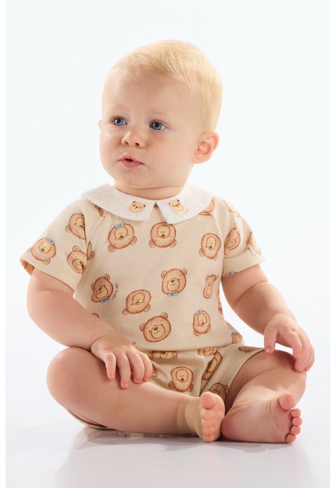Infantil - Macaquinho Ursinho para Menino Up Baby Bege