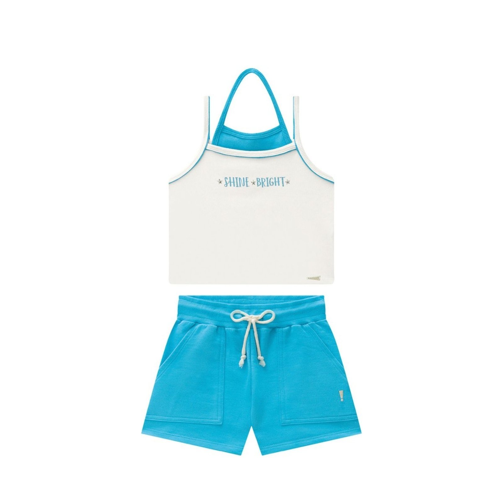 Infantil - Conjunto Menina com Regata Cropped em Ribana e Short em Moletinho