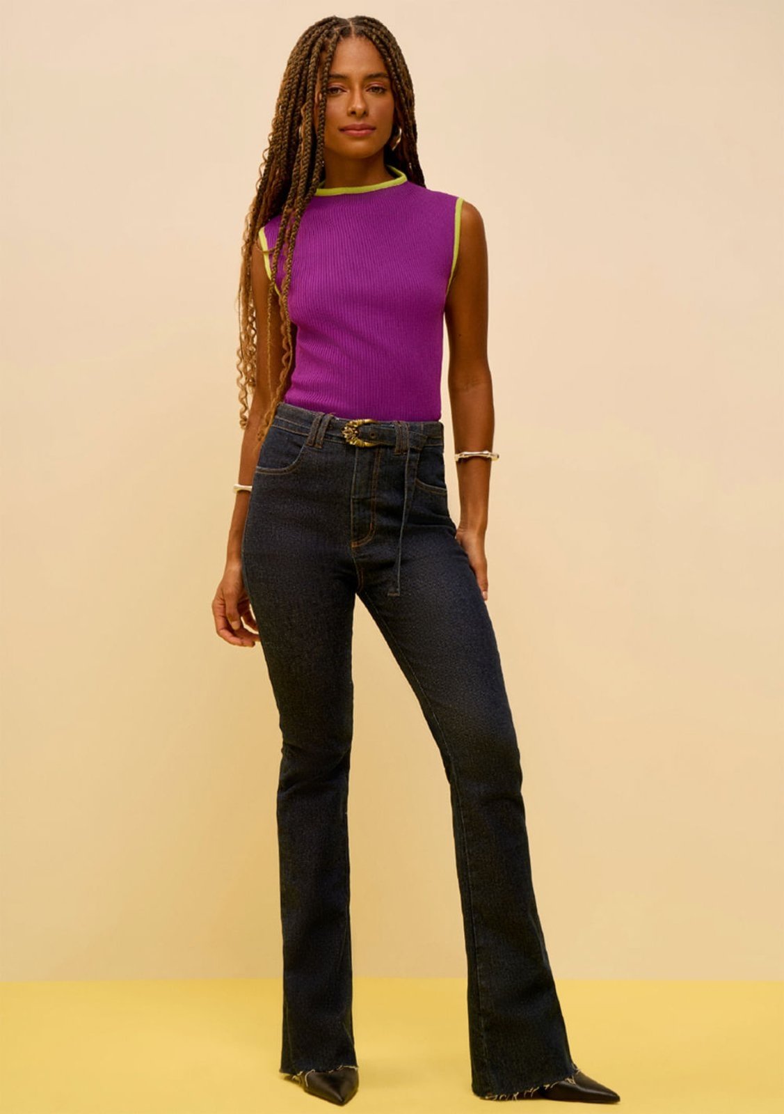 Regata Zinco Ajustada Decote Careca Padrão Roxo