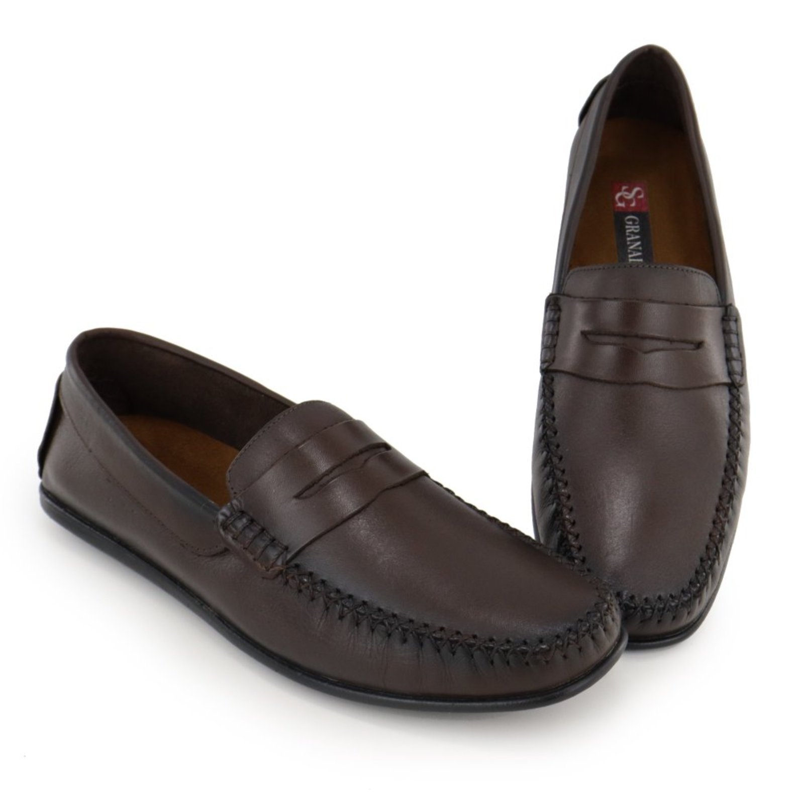 Sapato Mocassim Masculino Penny Loafer Elegante Couro Soft 602 Café