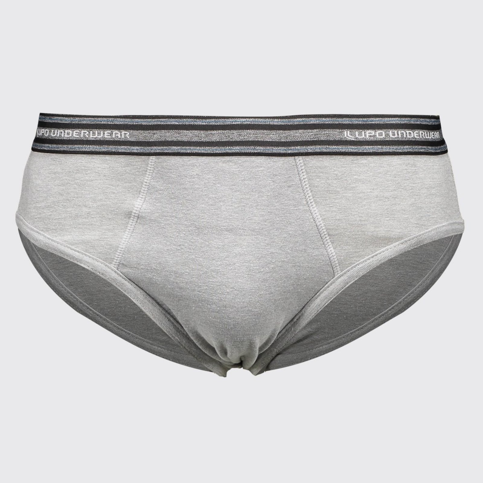 Cueca Slip Lupo Algodão com Elastano Logo Cinza