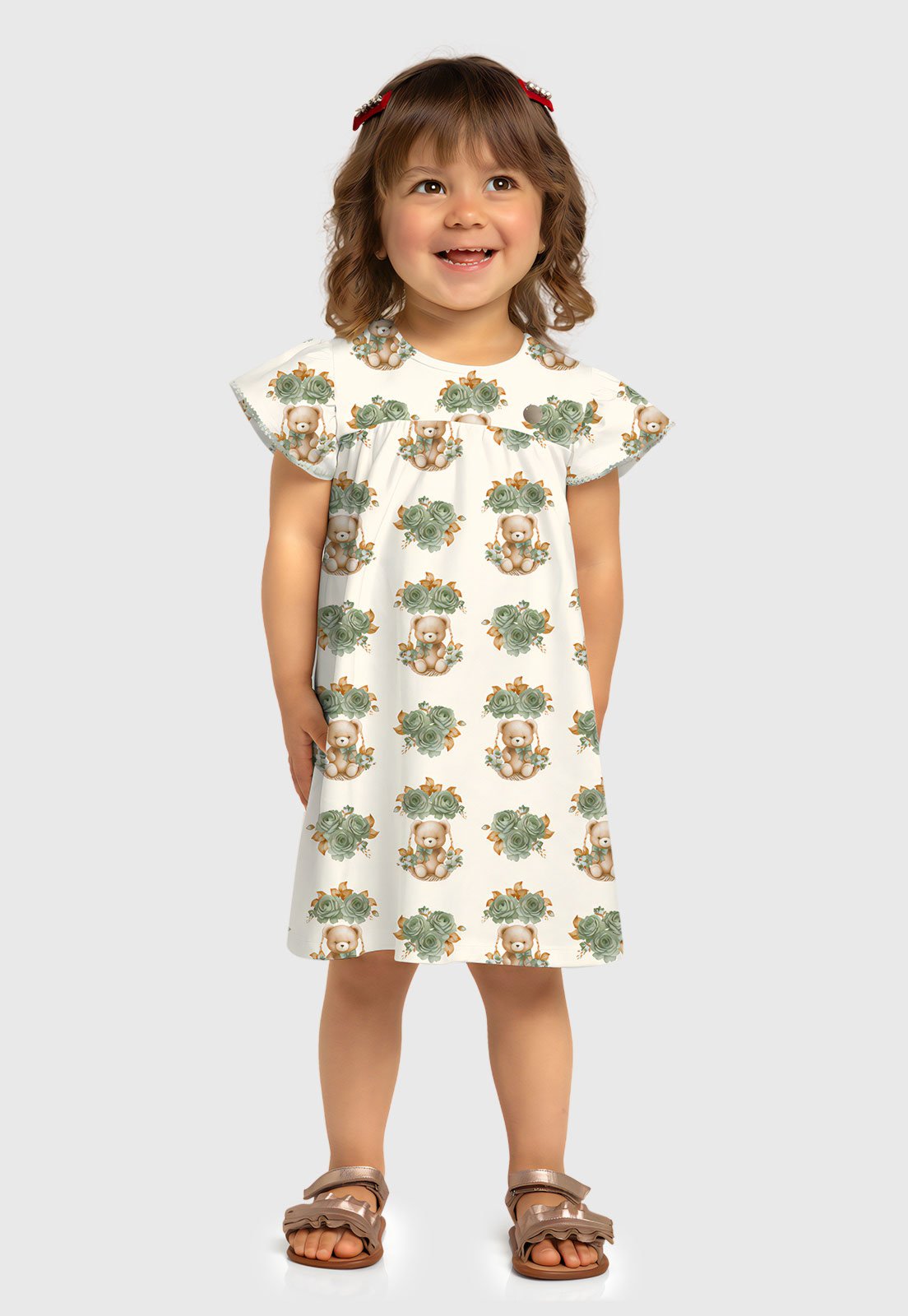 Vista 2 Vestido Manga Curta Milon Floral Off-White off-white white Milon off-white white