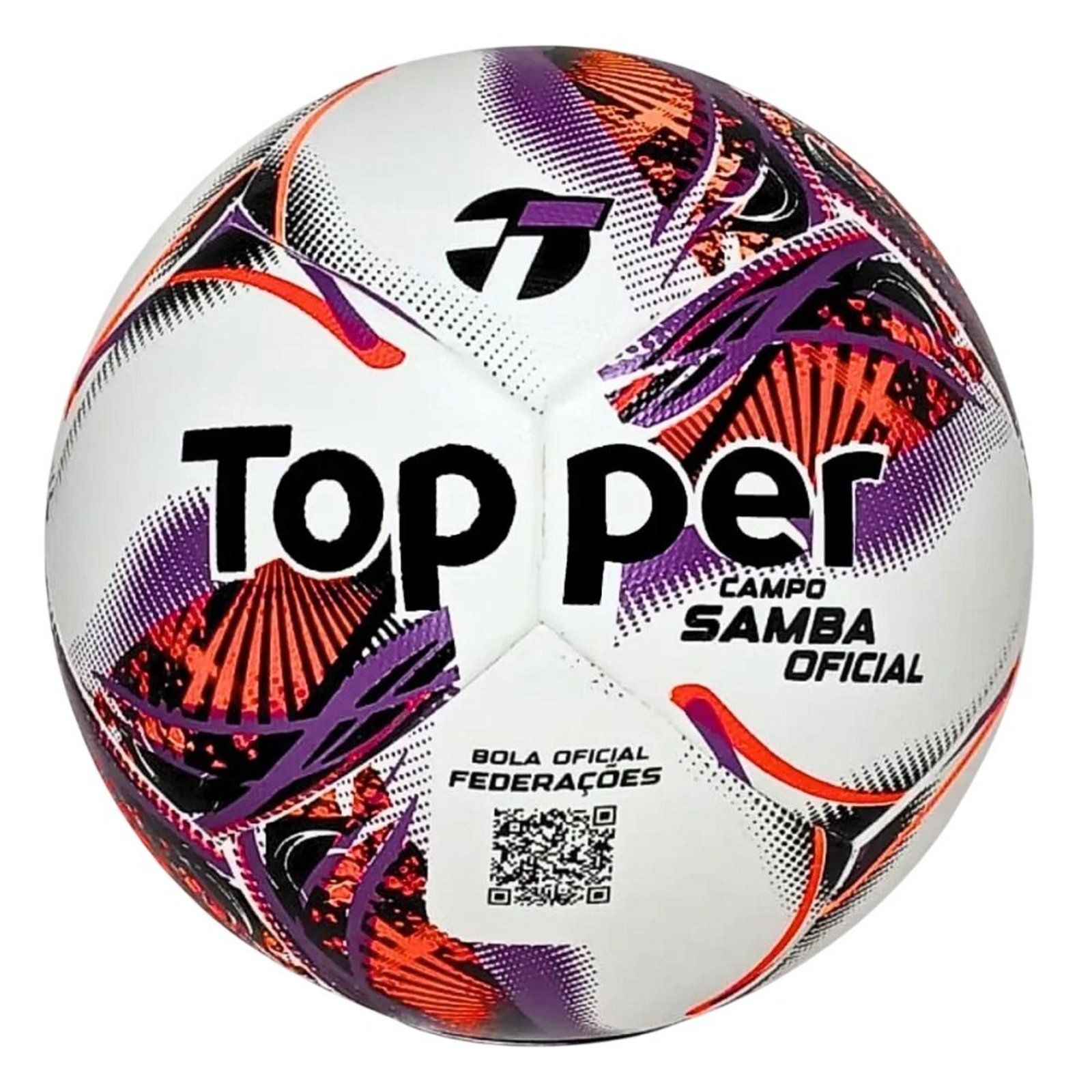 Infantil - Bola Campo Topper Samba Oficial - Branco/roxo/laranja