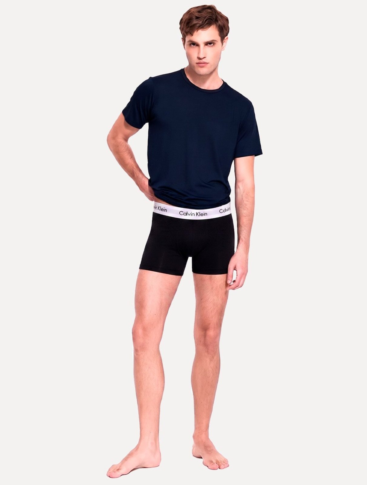 Cuecas Calvin Klein Low Rise Trunk Light Mescla Preta Branca Pack 4UN