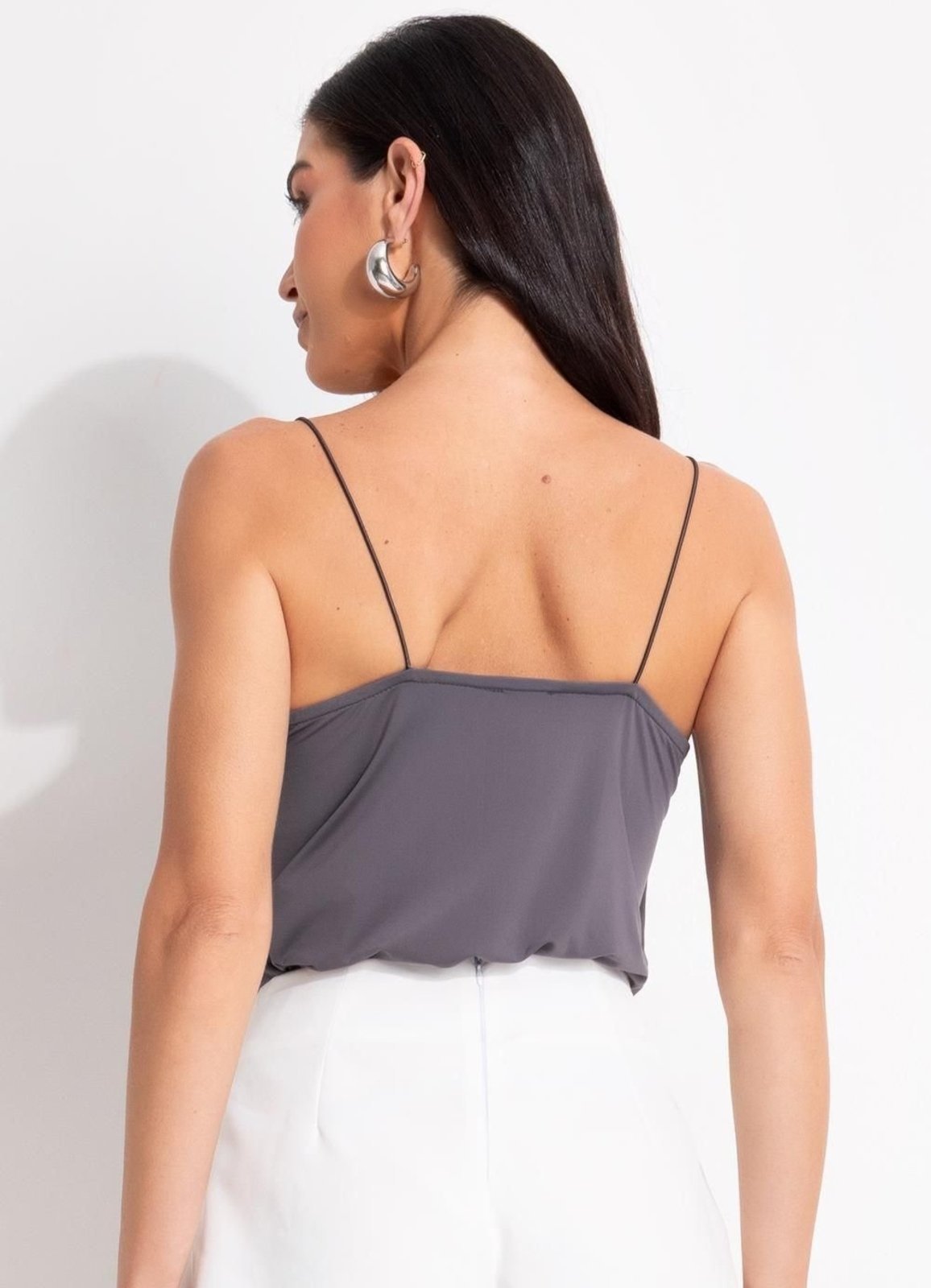 Vista 3 Blusa Em Malha Fria Quintess cinza Quintess cinza