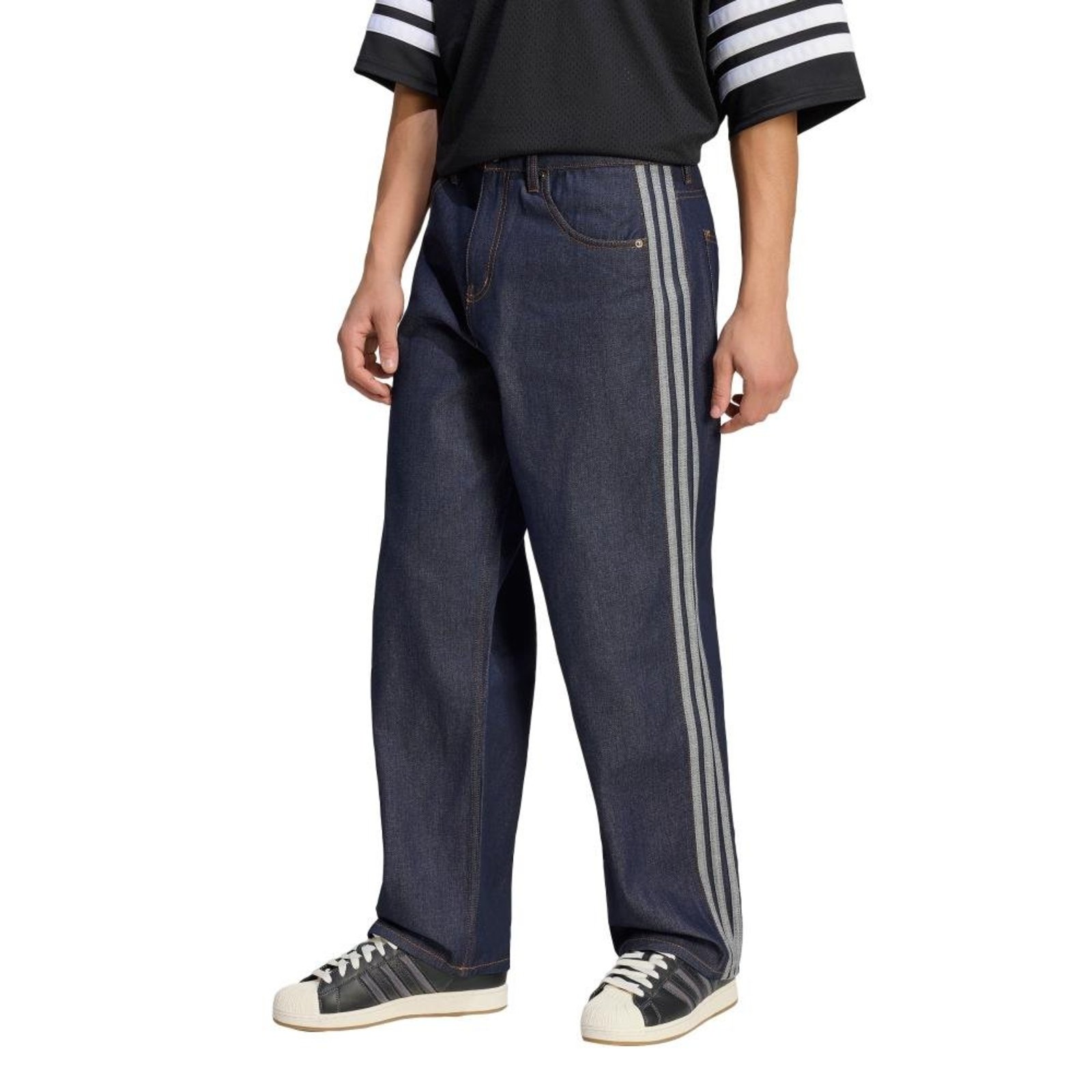 Calça Jeans Cintura Média de Modelagem Reta Firebird Adicolor adidas Originals Azul