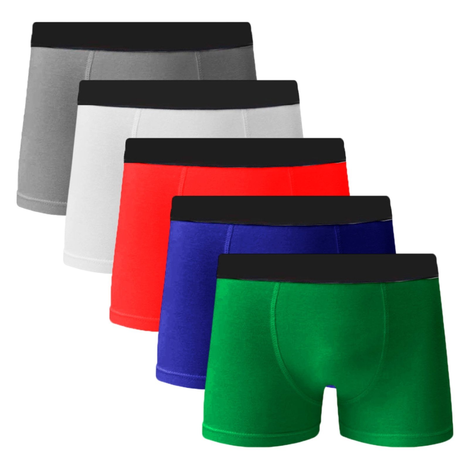 Vista 3 Kit 5 Cuecas Boxer Em Algodão Sortido C5 Colorido QLC SPORT multicolorido QLC SPORT multicolorido