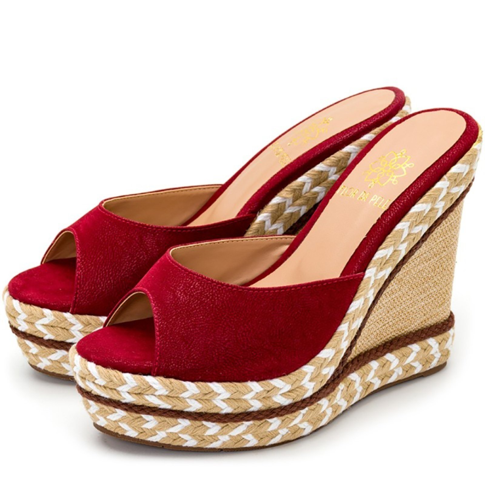 Tamanco Feminino Anabela com Sisal Nobucado Vermelho Lançamento