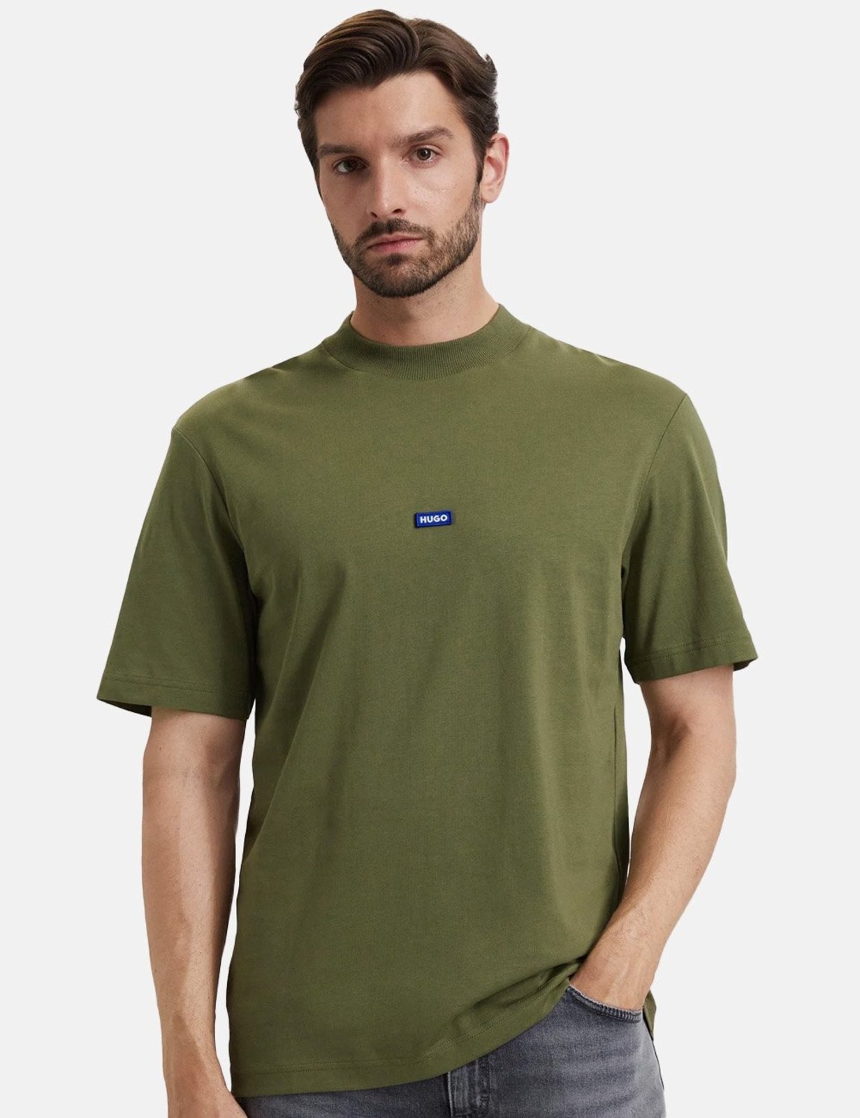 Camiseta Hugo Boss Masculina Regular Nieros Verde Militar