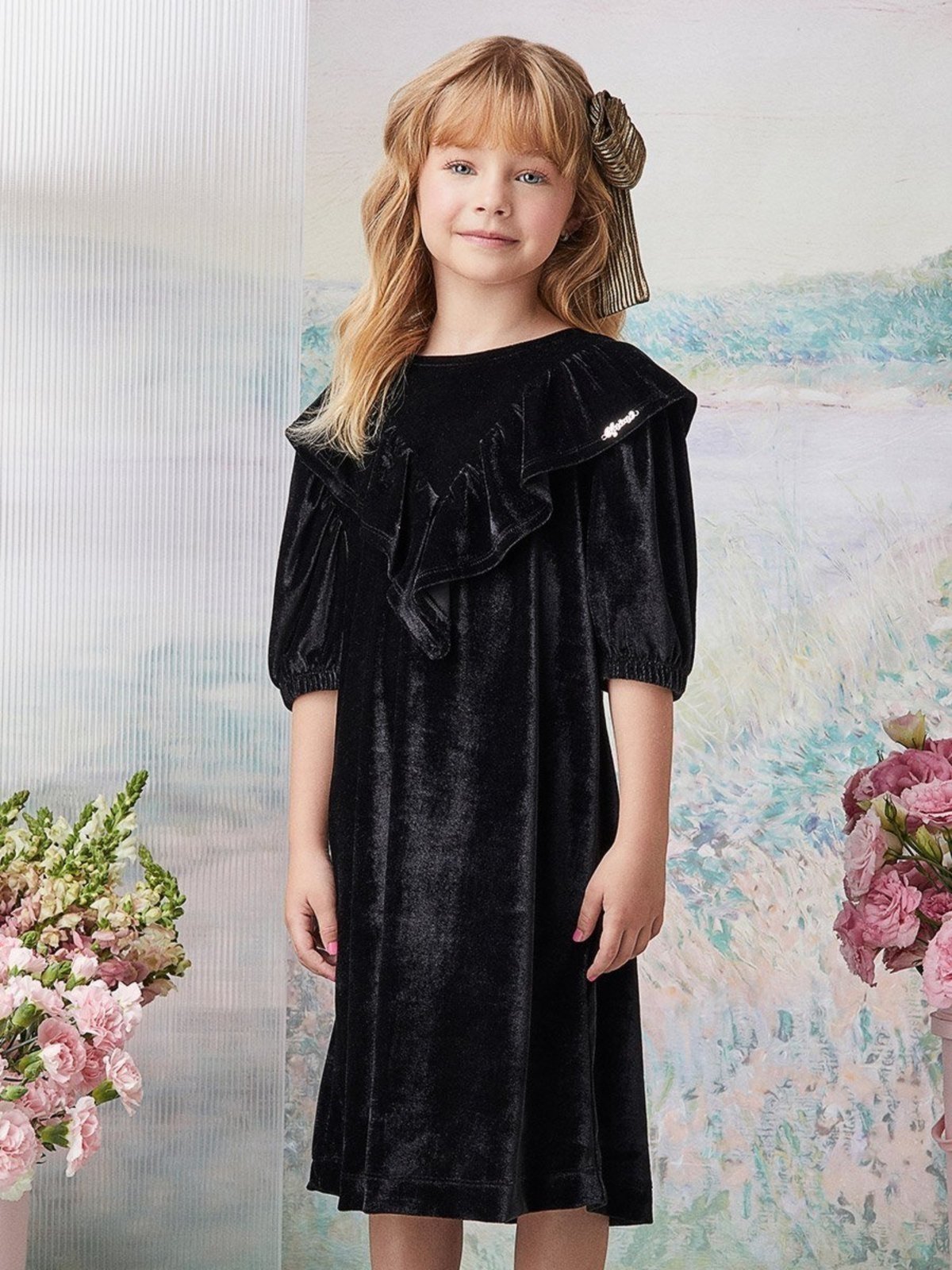 Infantil - Vestido Preto de Veludo Animê