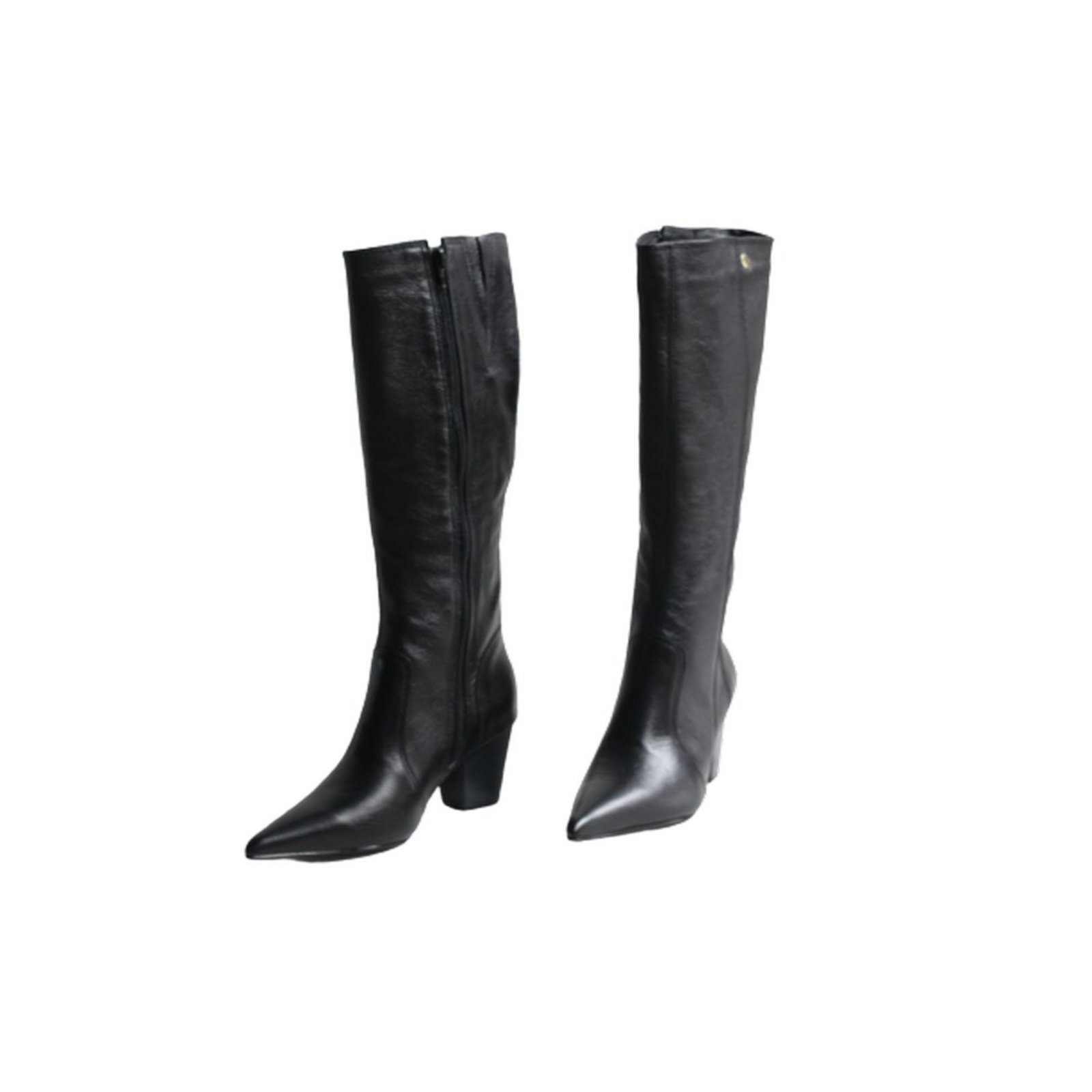 Vista 3 Bota Feminina Bico Fino Cano Longo Couro Salto 6 CM Spinelli preto Spinelli preto