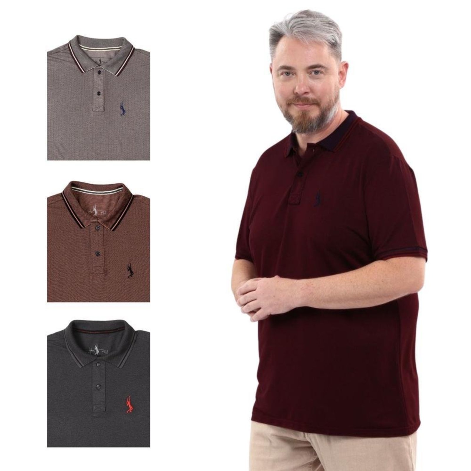 Kit 4 Camisa Polo Plus Masculina Dia a Dia