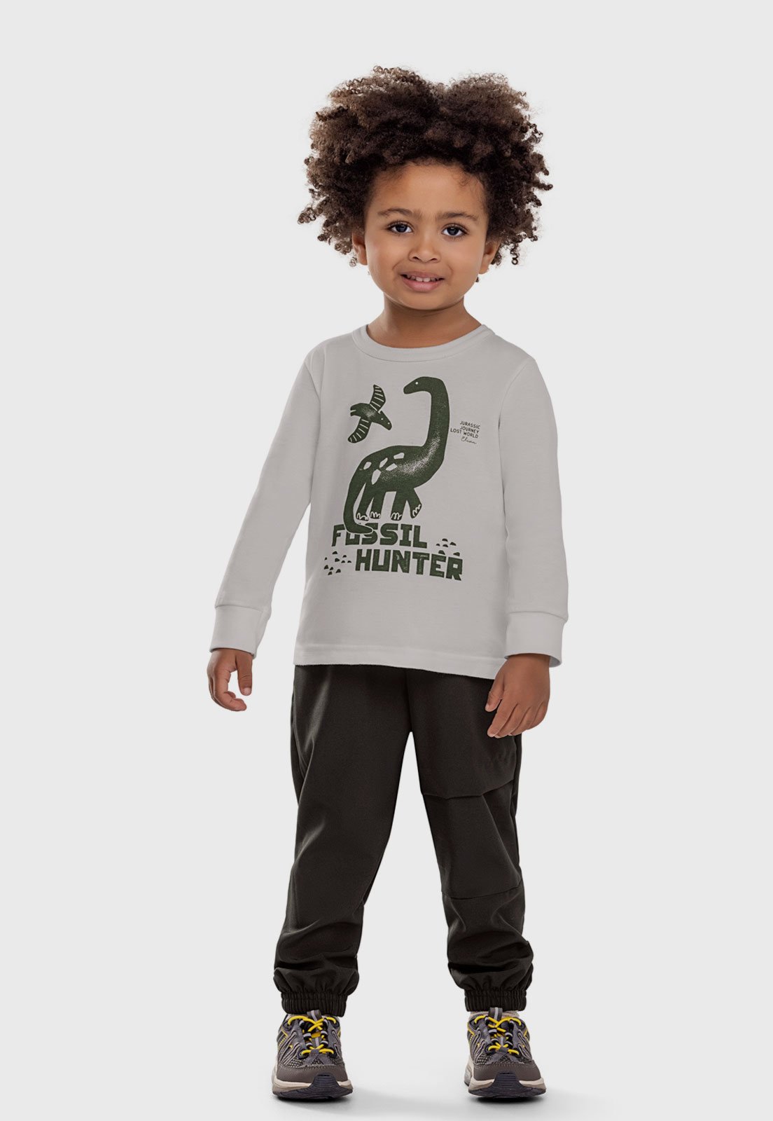 Infantil - Conjunto Elian Dinossauro Cinza